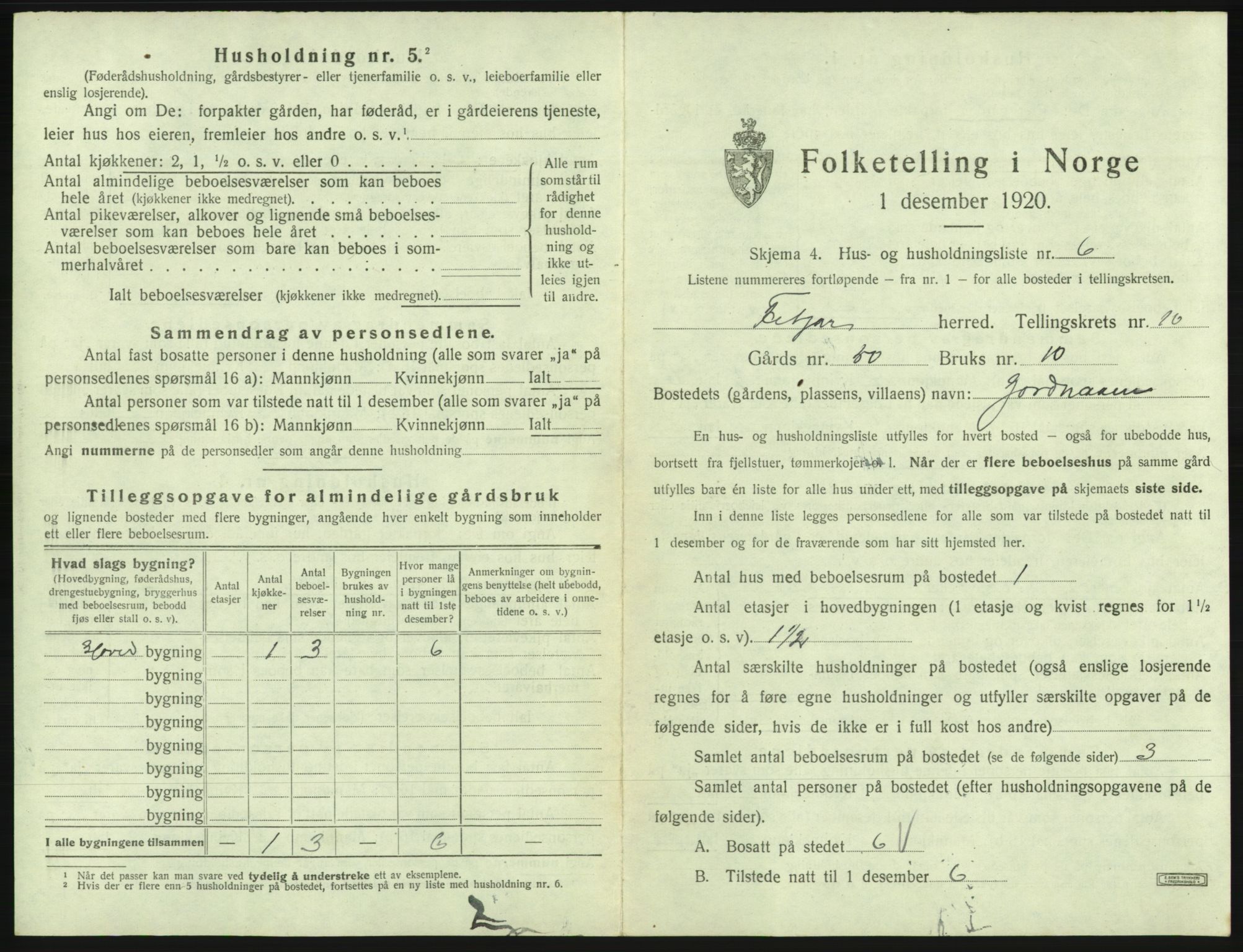 SAB, 1920 census for Fitjar, 1920, p. 579