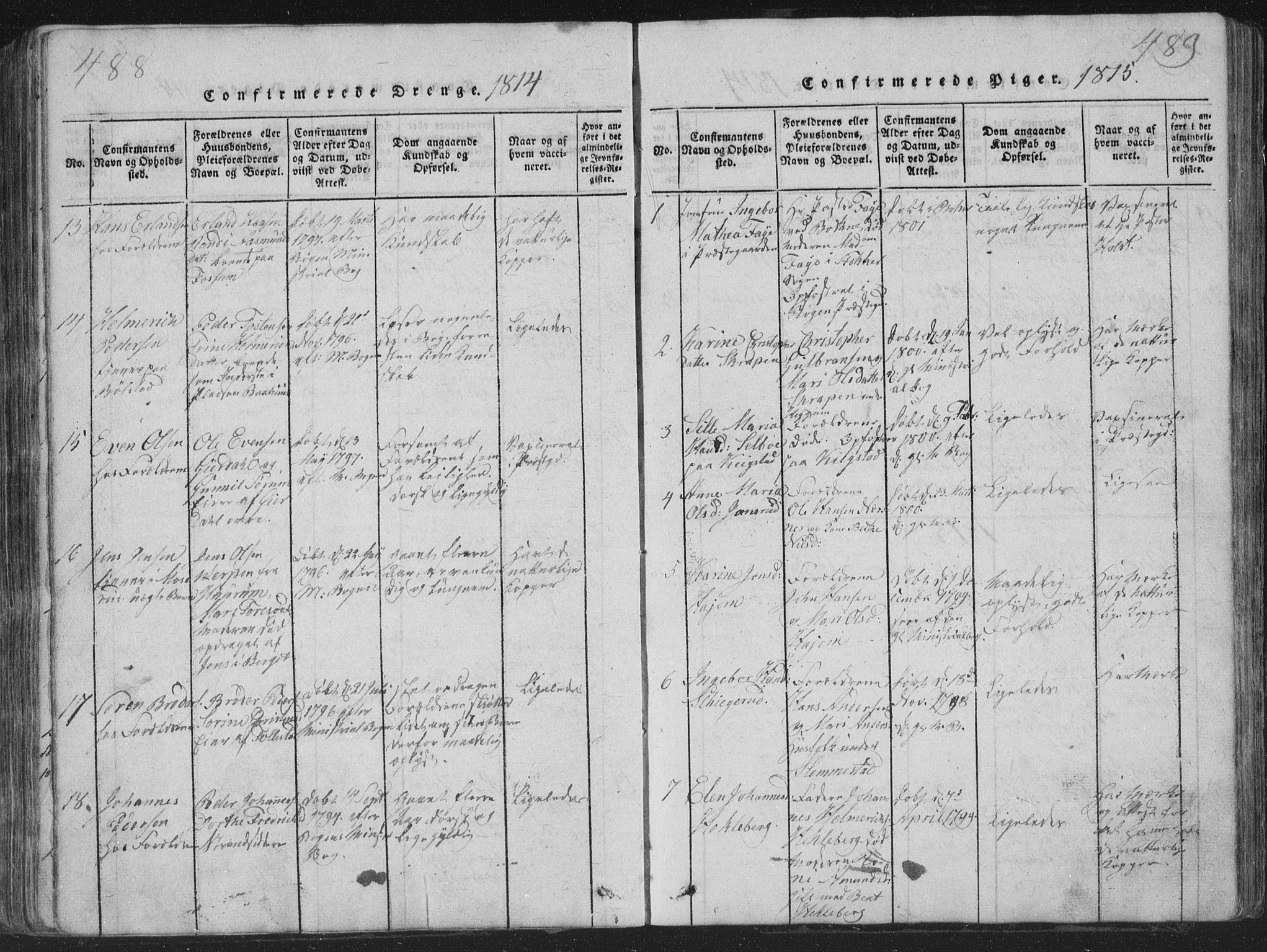 Røyken kirkebøker, AV/SAKO-A-241/G/Ga/L0003: Parish register (copy) no. 3, 1814-1856, p. 488-489