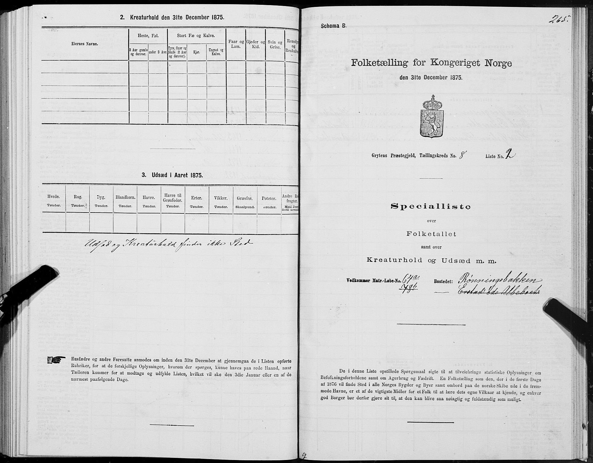 SAT, 1875 census for 1539P Grytten, 1875, p. 3265