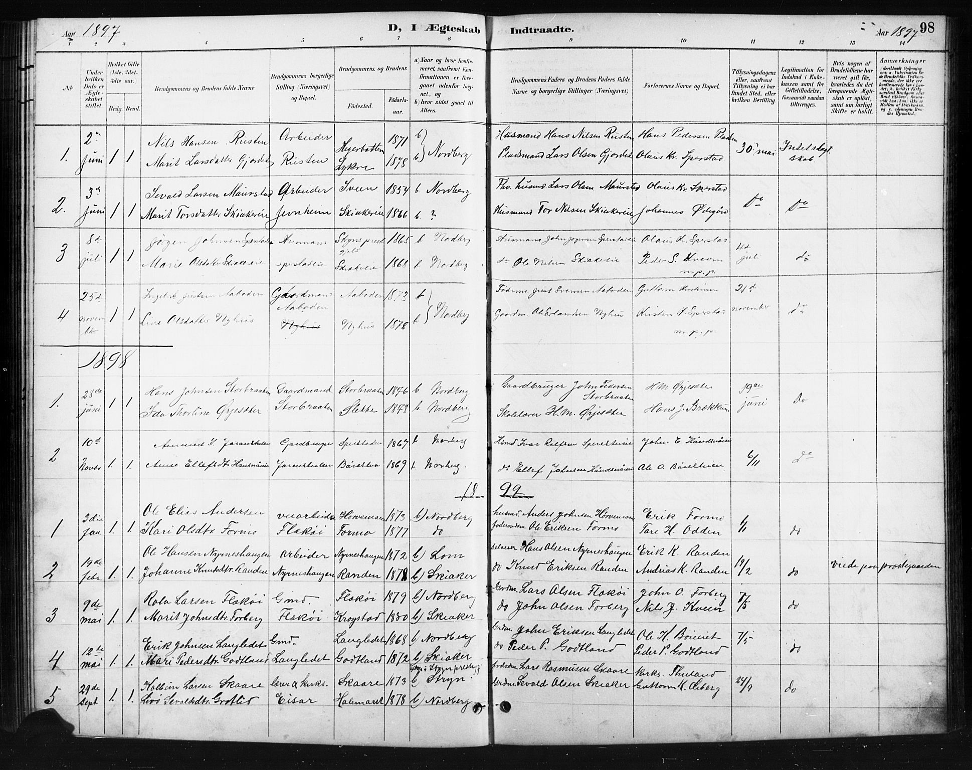 Skjåk prestekontor, SAH/PREST-072/H/Ha/Hab/L0004: Parish register (copy) no. 4, 1895-1921, p. 98