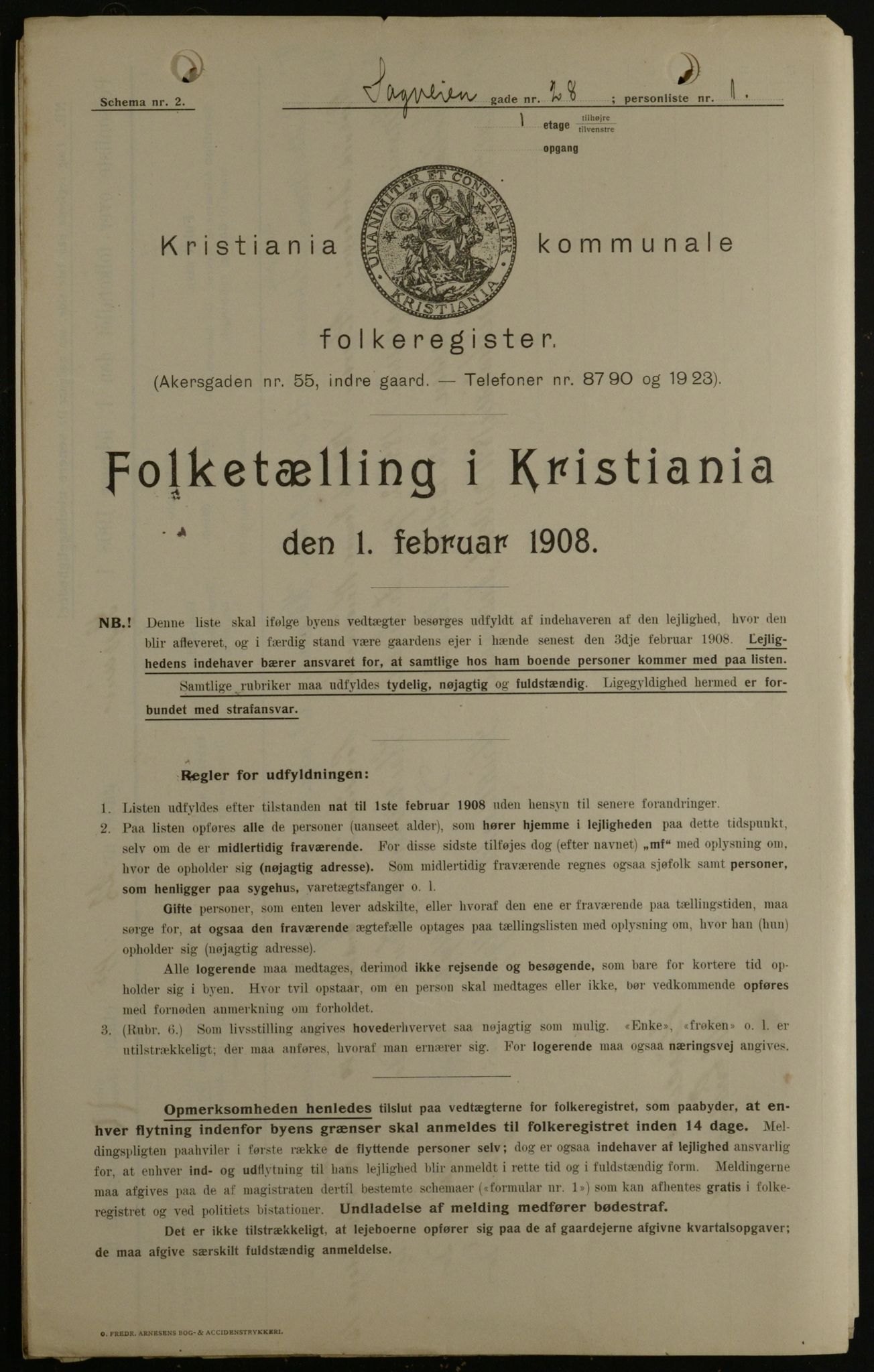 OBA, Municipal Census 1908 for Kristiania, 1908, p. 78095