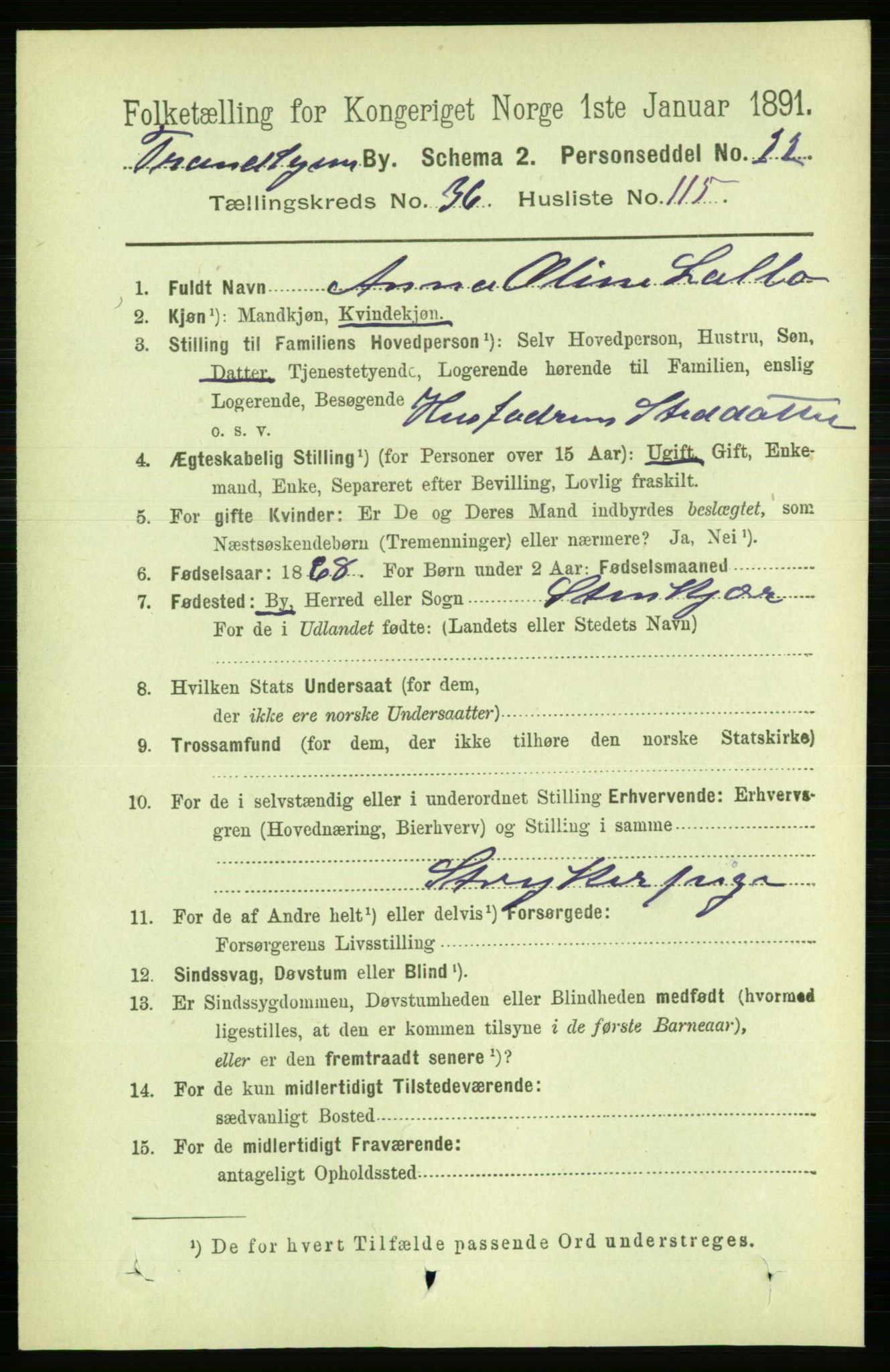 RA, 1891 census for 1601 Trondheim, 1891, p. 28095