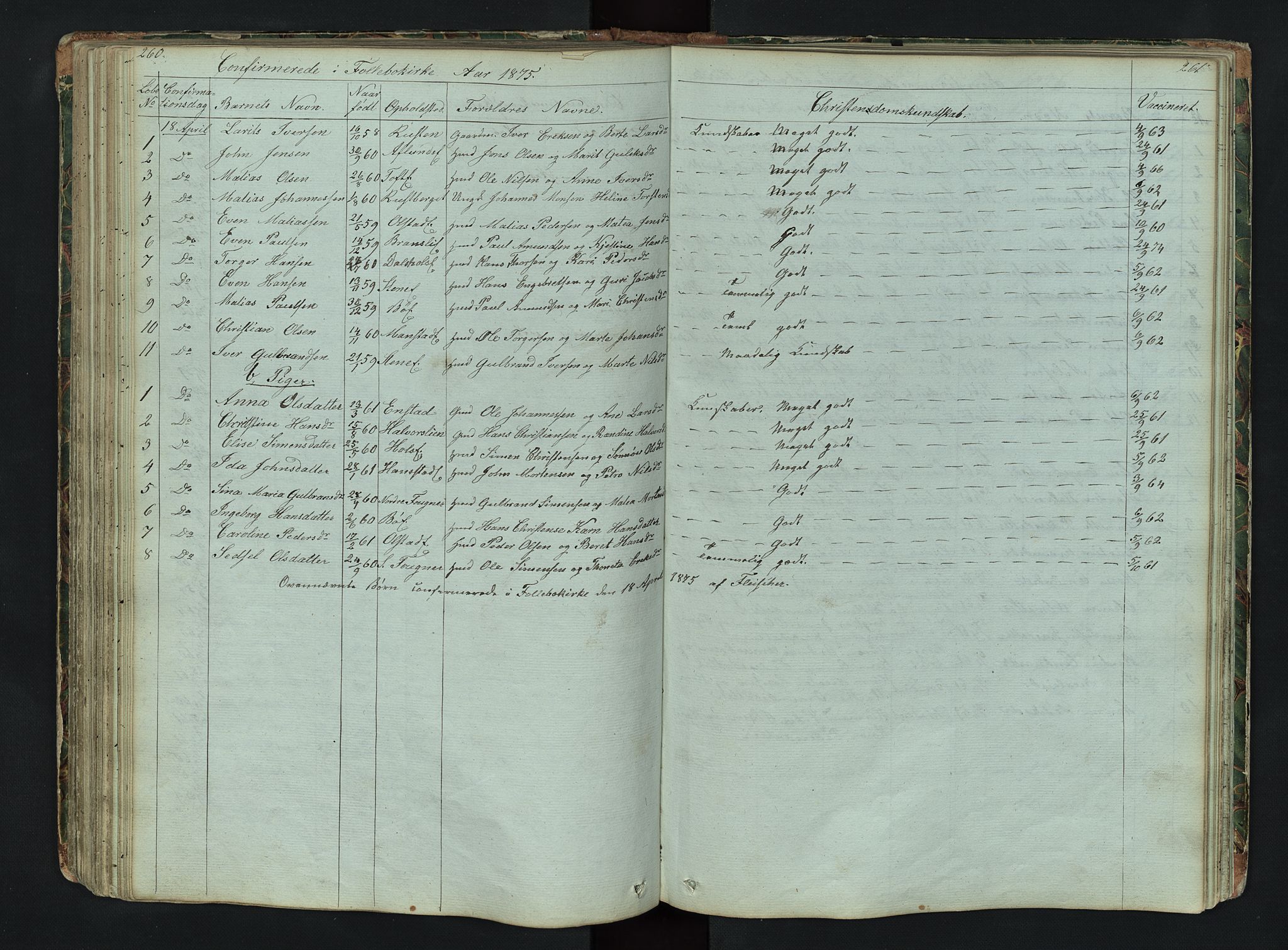 Gausdal prestekontor, SAH/PREST-090/H/Ha/Hab/L0006: Parish register (copy) no. 6, 1846-1893, p. 260-261