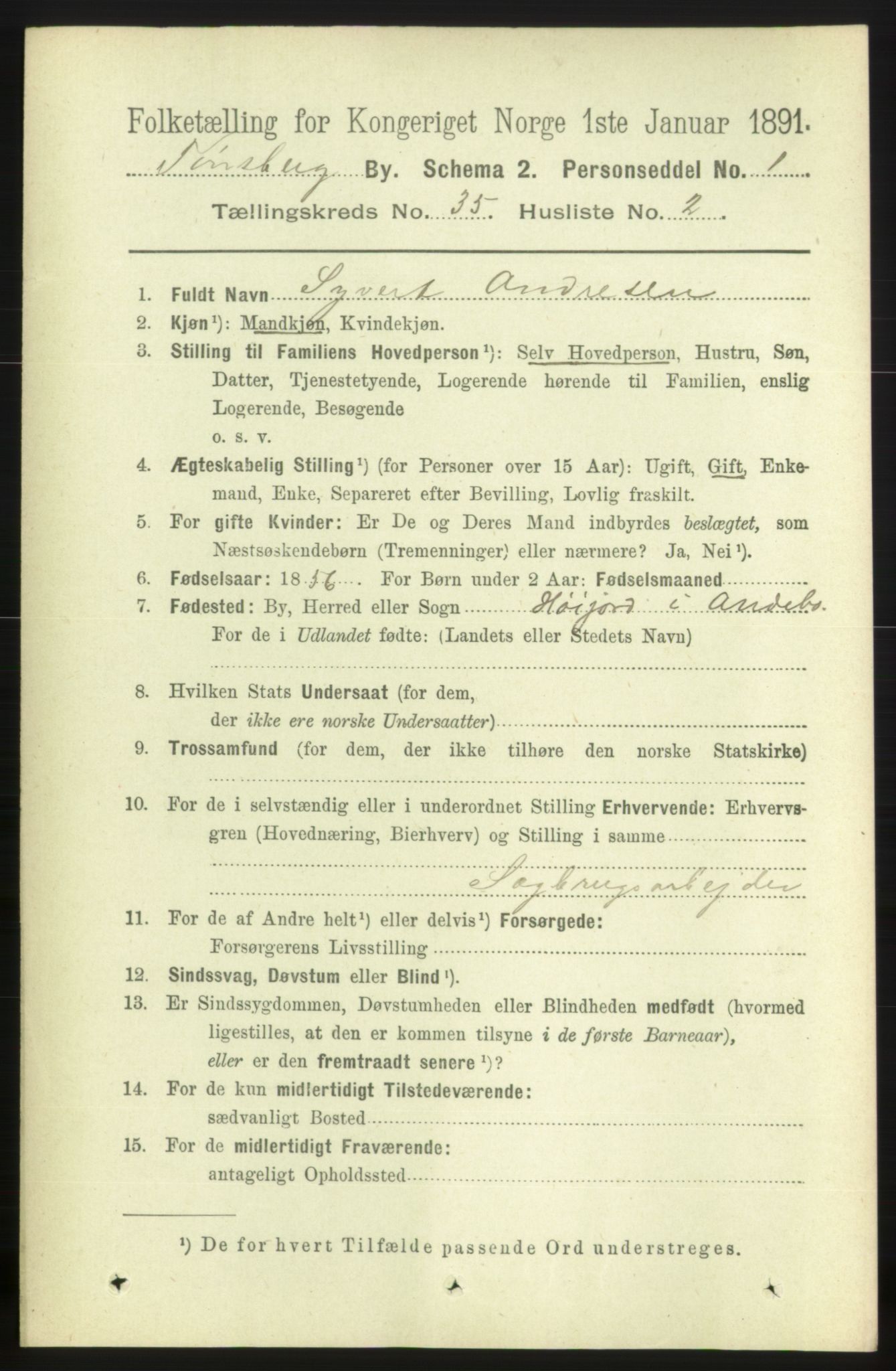 RA, 1891 census for 0705 Tønsberg, 1891, p. 7777