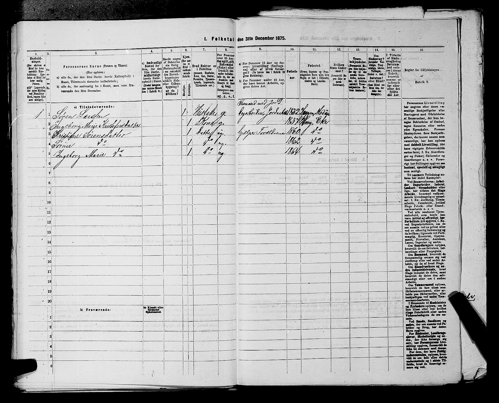 SAKO, 1875 census for 0624P Eiker, 1875, p. 4437