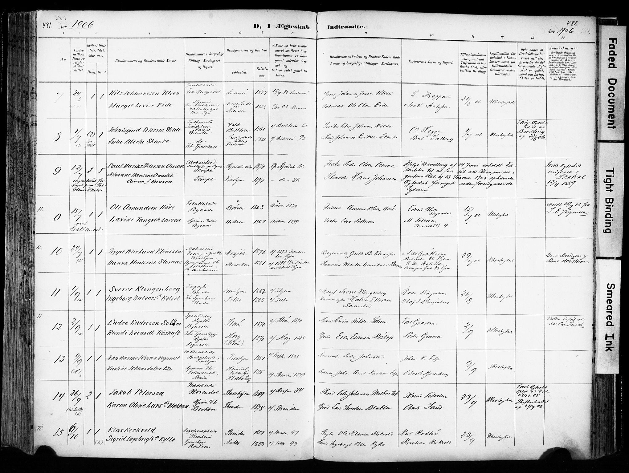 Ministerialprotokoller, klokkerbøker og fødselsregistre - Sør-Trøndelag, SAT/A-1456/606/L0301: Parish register (official) no. 606A16, 1894-1907, p. 481-482