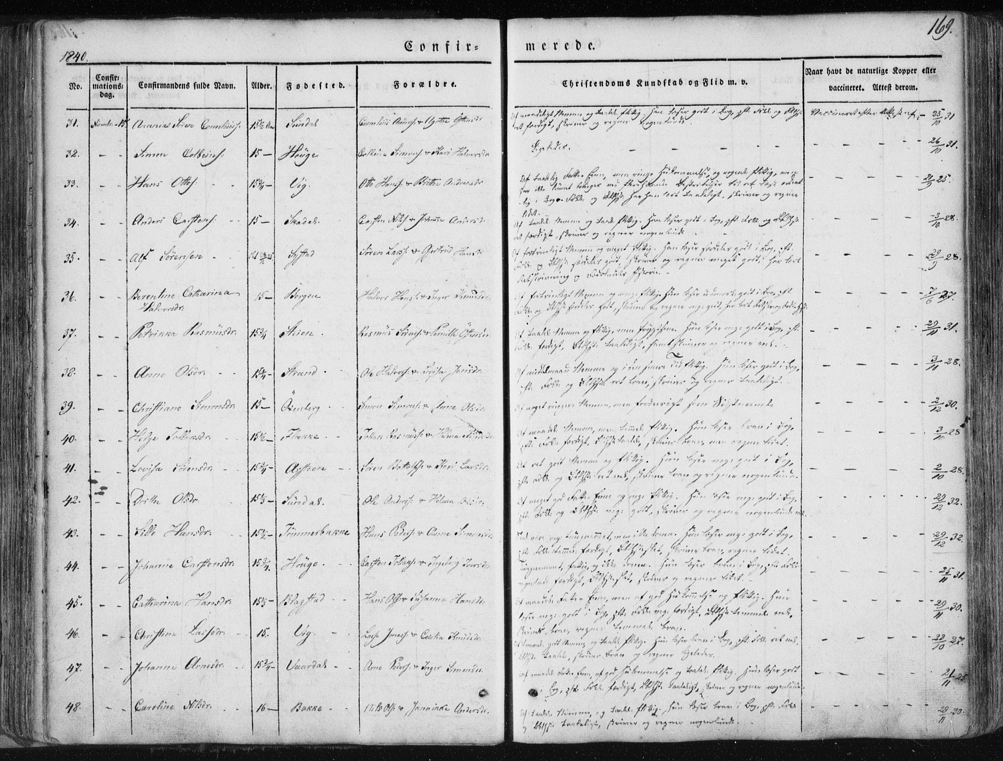 Fjaler sokneprestembete, AV/SAB-A-79801/H/Haa/Haaa/L0006: Parish register (official) no. A 6, 1835-1884, p. 169