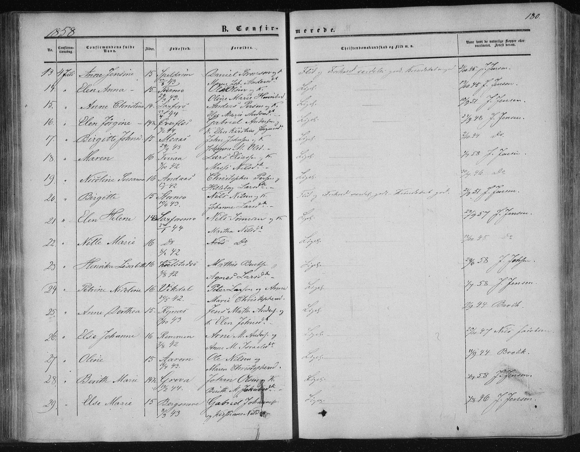 Ministerialprotokoller, klokkerbøker og fødselsregistre - Nordland, AV/SAT-A-1459/820/L0293: Parish register (official) no. 820A14, 1855-1865, p. 180