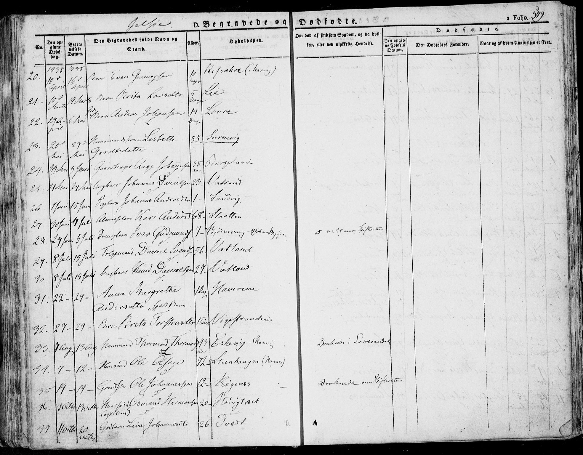 Jelsa sokneprestkontor, AV/SAST-A-101842/01/IV: Parish register (official) no. A 6.2, 1828-1853, p. 549