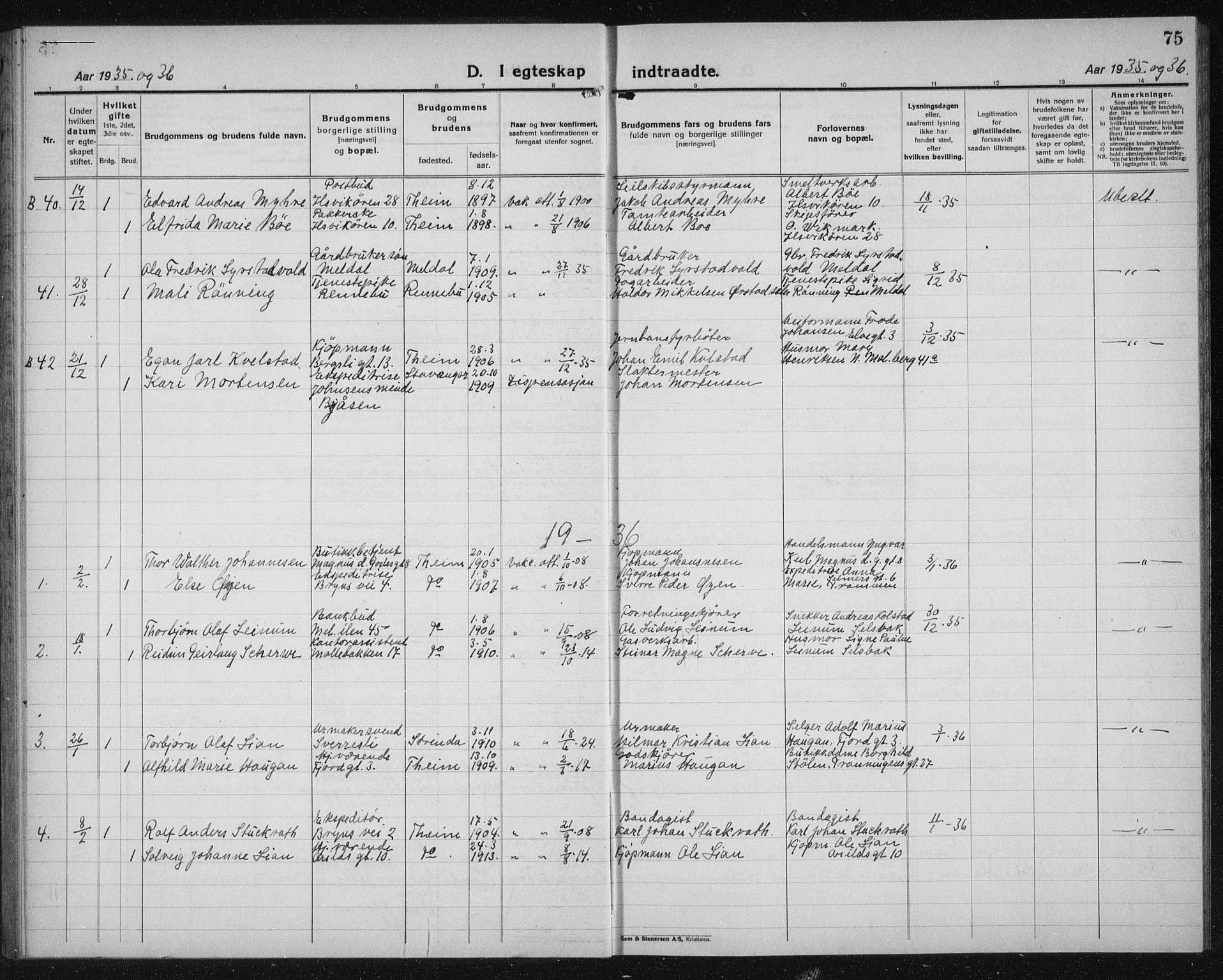 Ministerialprotokoller, klokkerbøker og fødselsregistre - Sør-Trøndelag, SAT/A-1456/603/L0176: Parish register (copy) no. 603C04, 1923-1941, p. 75