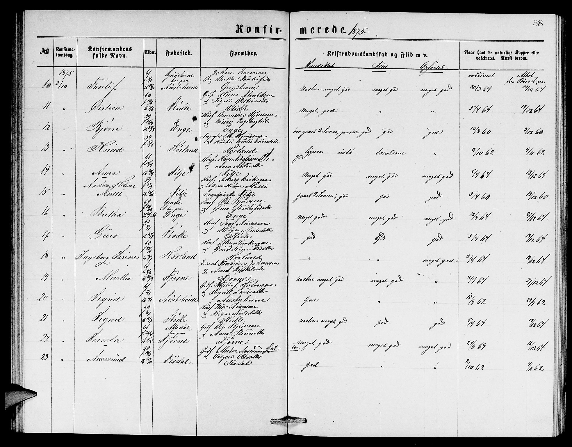 Etne sokneprestembete, SAB/A-75001/H/Hab: Parish register (copy) no. A 4, 1874-1878, p. 58