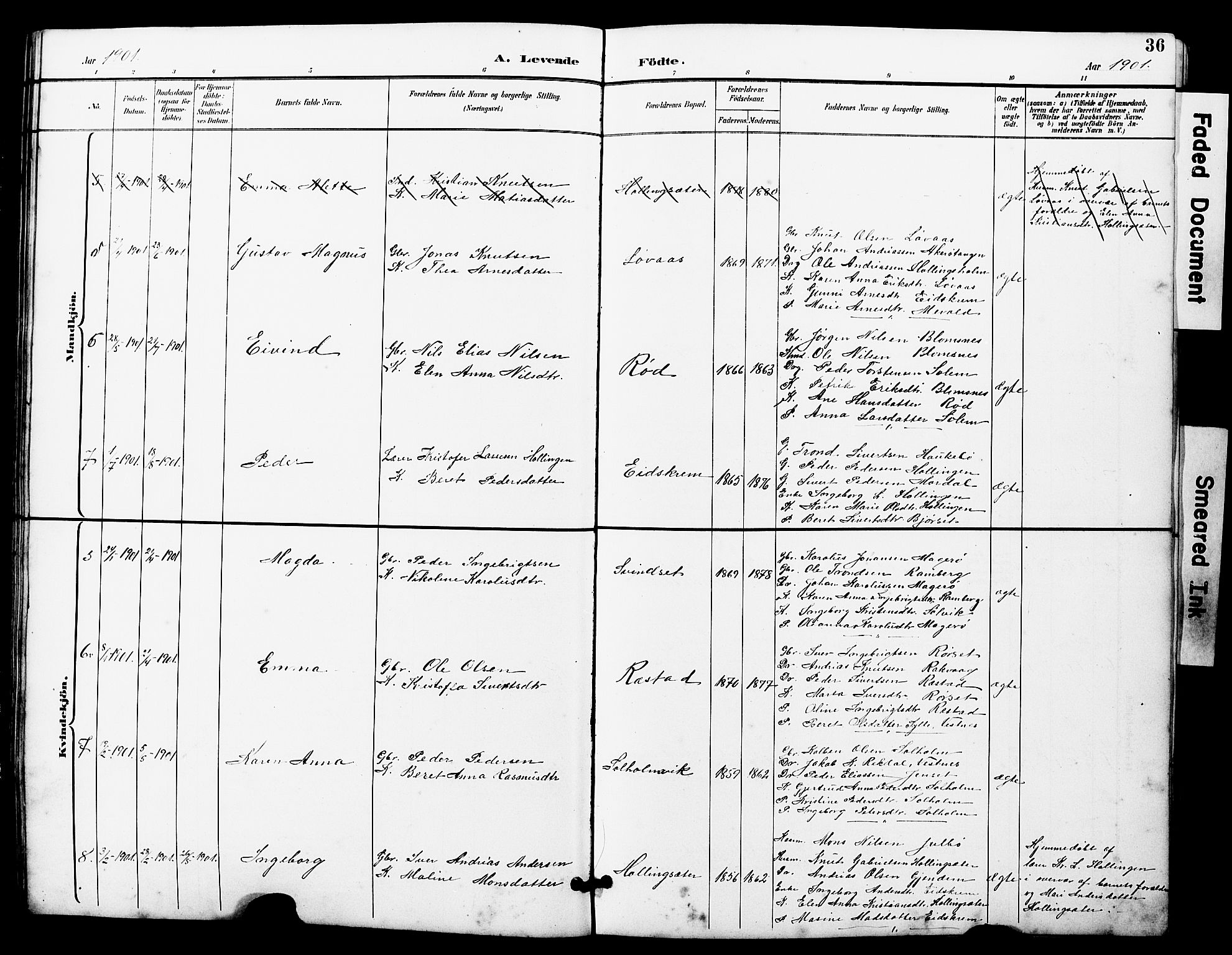 Ministerialprotokoller, klokkerbøker og fødselsregistre - Møre og Romsdal, SAT/A-1454/560/L0725: Parish register (copy) no. 560C02, 1895-1930, p. 36