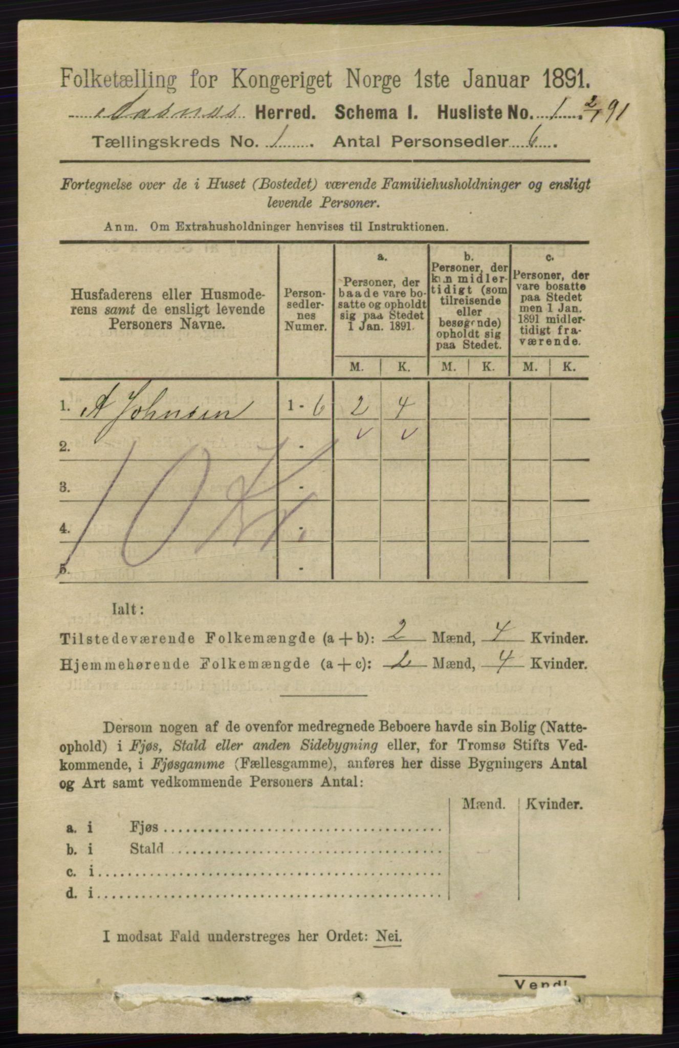 RA, 1891 census for 0425 Åsnes, 1891, p. 32