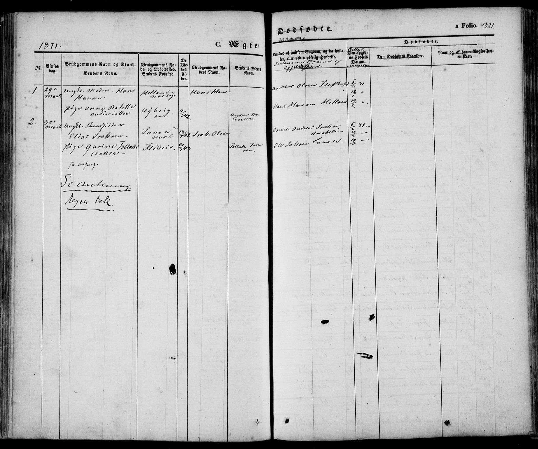 Flekkefjord sokneprestkontor, AV/SAK-1111-0012/F/Fa/Fac/L0005: Parish register (official) no. A 5, 1849-1875, p. 321