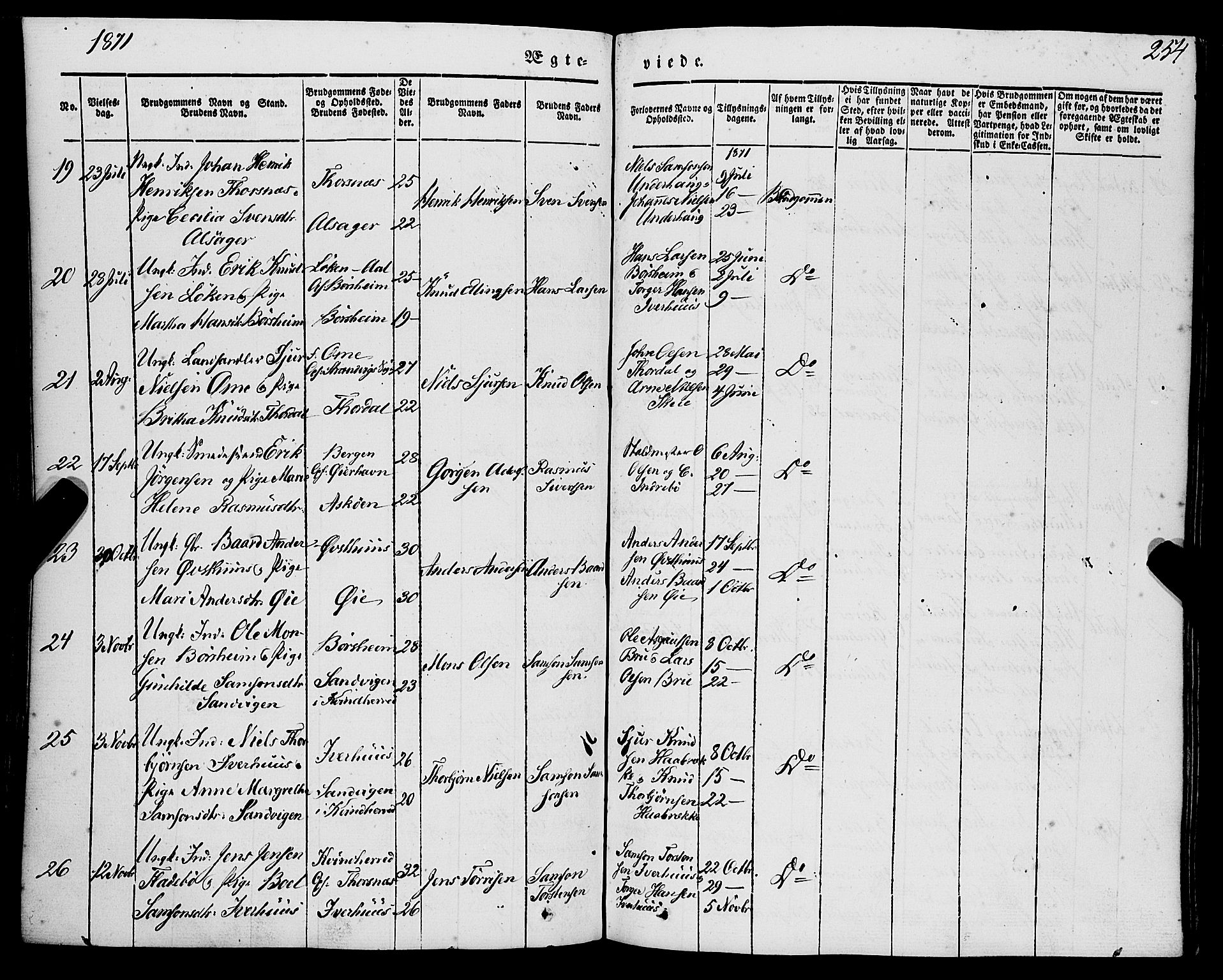 Strandebarm sokneprestembete, SAB/A-78401/H/Haa: Parish register (official) no. A 7, 1844-1872, p. 254
