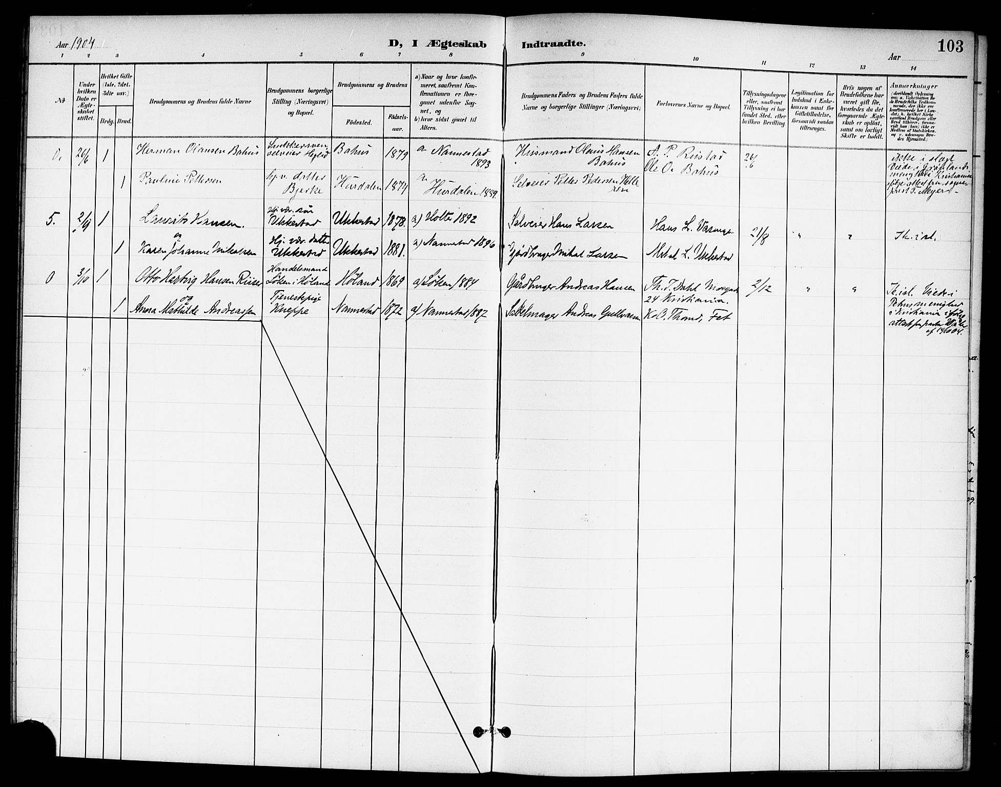 Nannestad prestekontor Kirkebøker, SAO/A-10414a/G/Ga/L0002: Parish register (copy) no. I 2, 1901-1913, p. 103