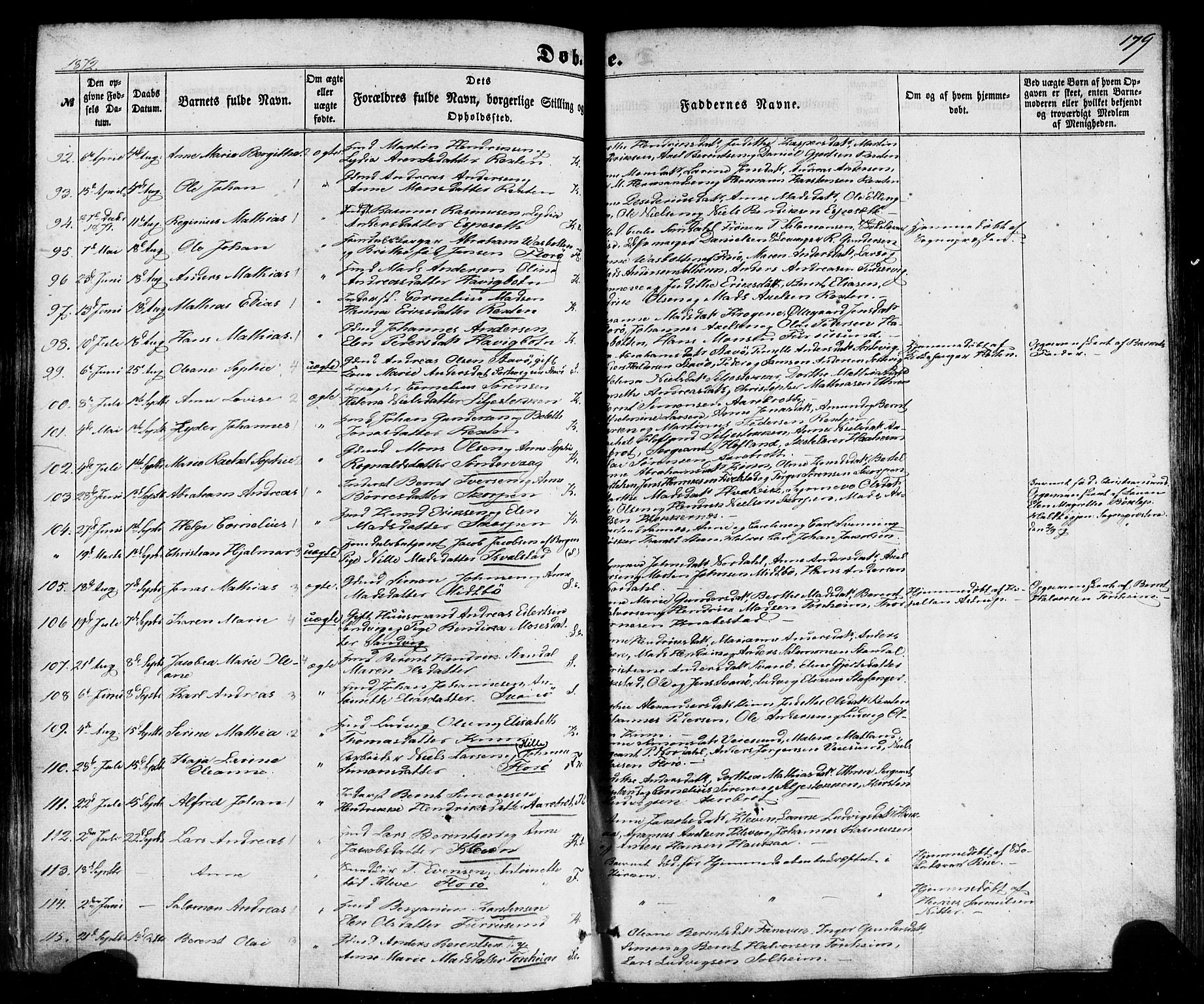 Kinn sokneprestembete, SAB/A-80801/H/Haa/Haaa/L0006: Parish register (official) no. A 6, 1857-1885, p. 179