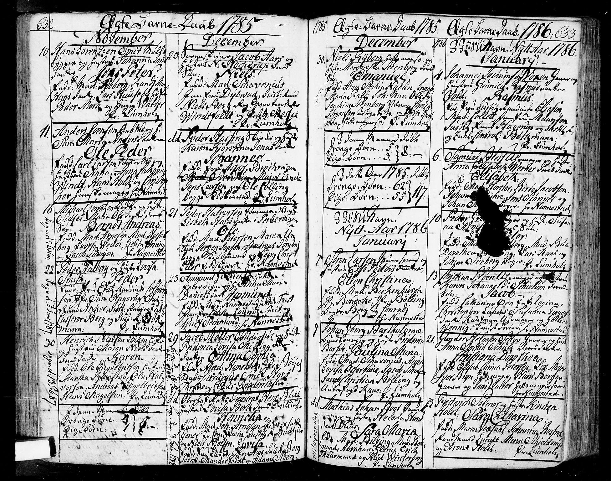 Oslo domkirke Kirkebøker, SAO/A-10752/F/Fa/L0004: Parish register (official) no. 4, 1743-1786, p. 632-633