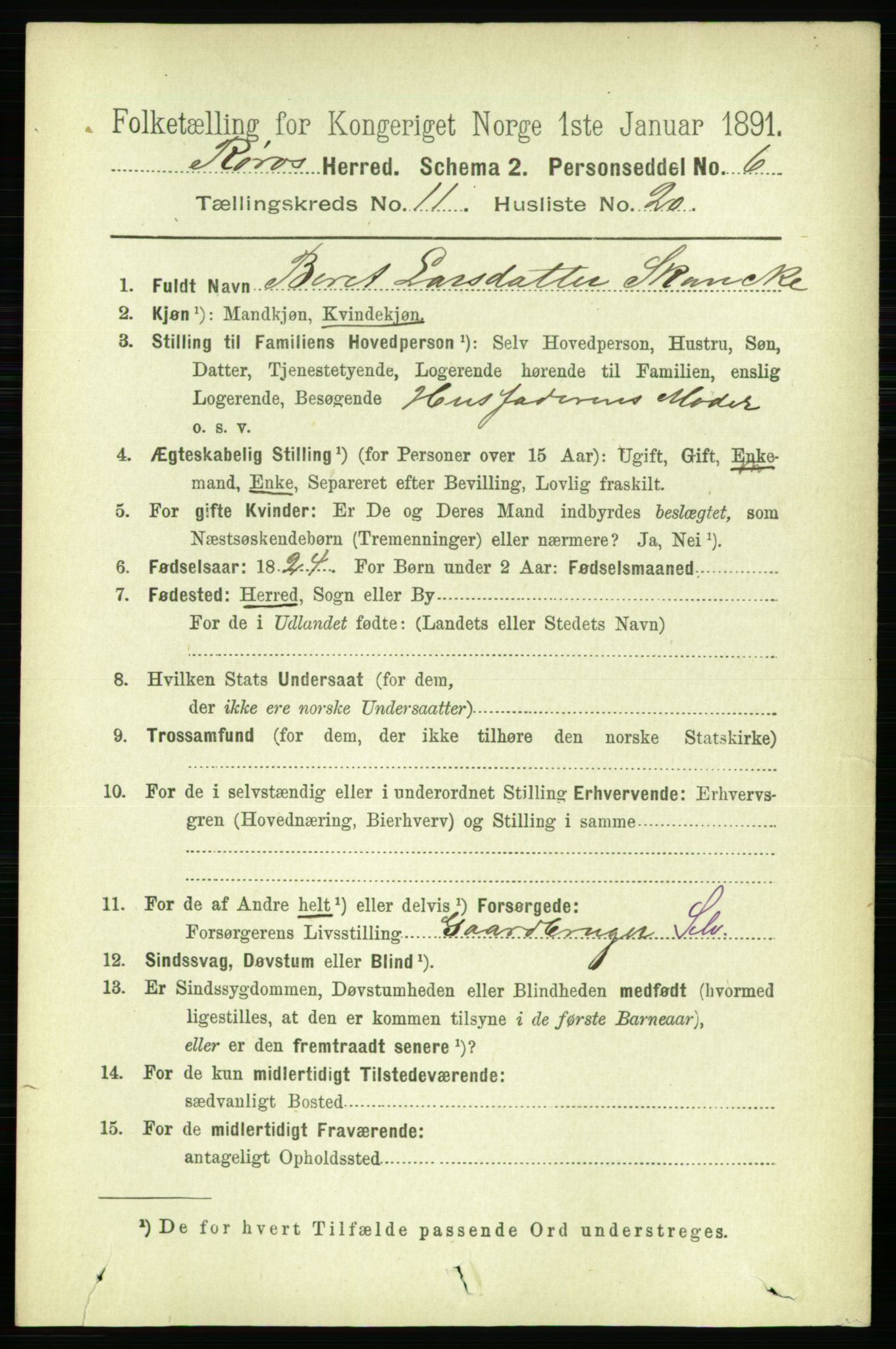 RA, 1891 census for 1640 Røros, 1891, p. 2345