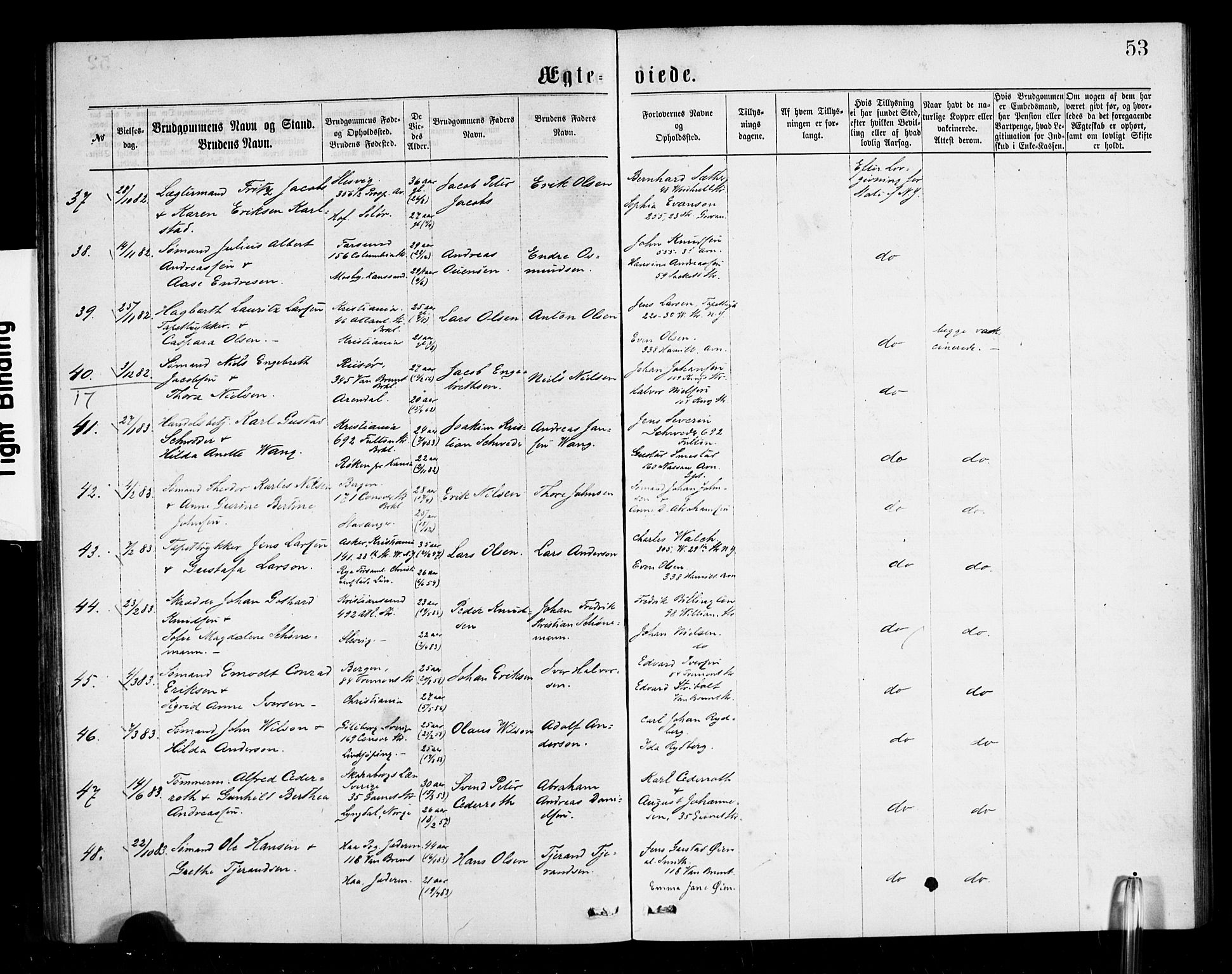 Den norske sjømannsmisjon i utlandet/New York, SAB/SAB/PA-0110/H/Ha/L0001: Parish register (official) no. A 1, 1878-1885, p. 53
