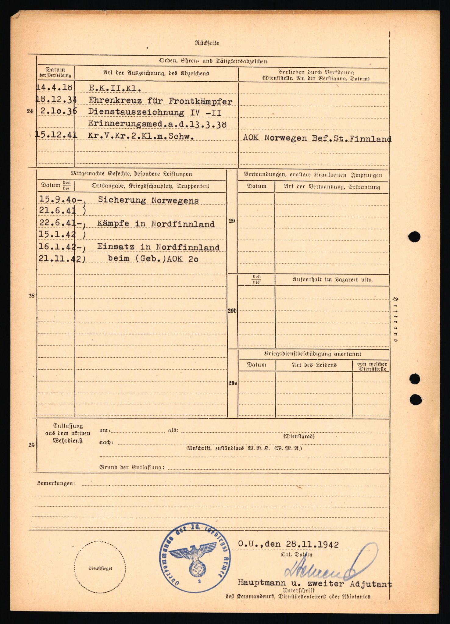 Forsvarets Overkommando. 2 kontor. Arkiv 11.4. Spredte tyske arkivsaker, AV/RA-RAFA-7031/D/Dar/Dara/L0019: Personalbøker og diverse, 1940-1945, p. 525