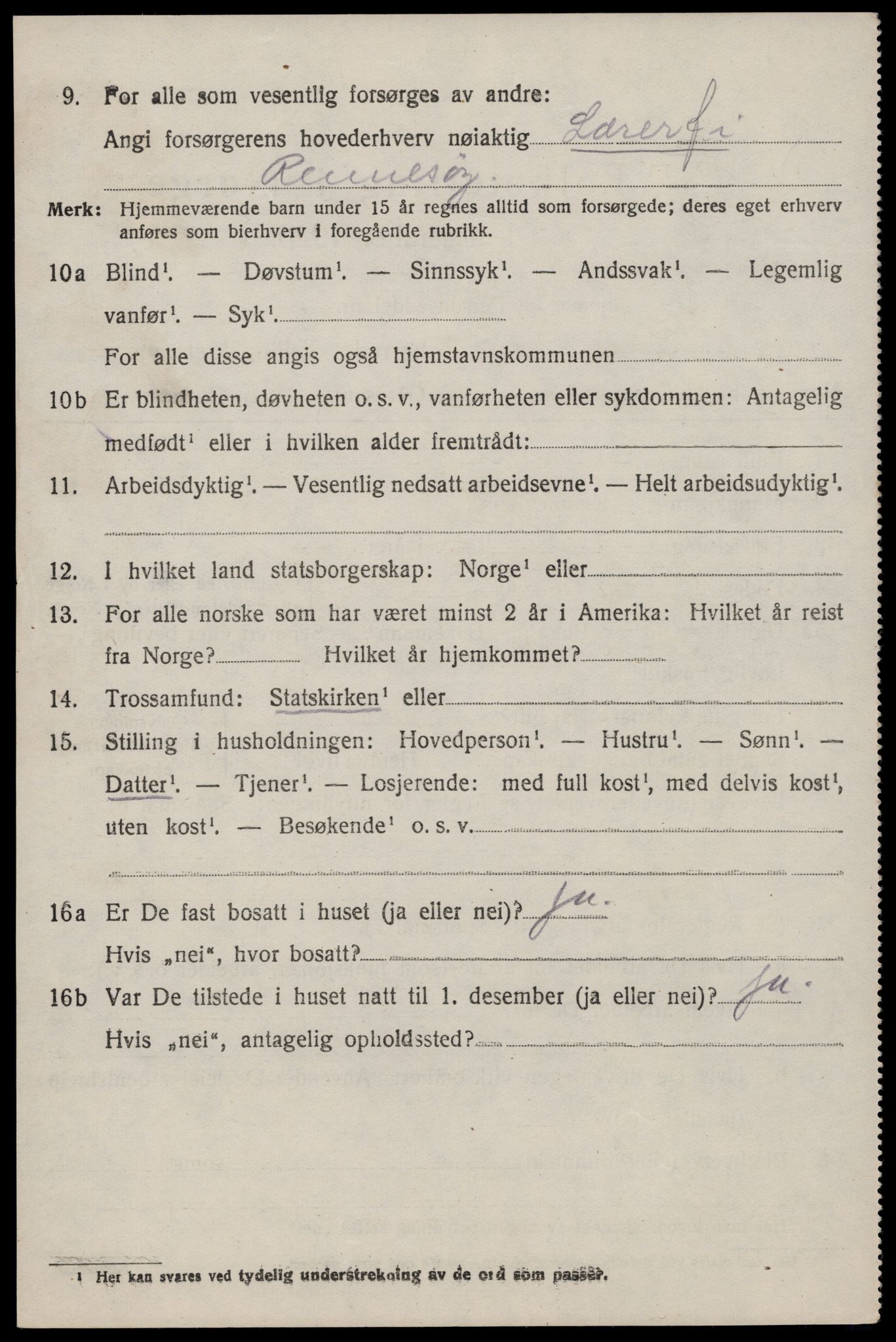 SAST, 1920 census for Rennesøy, 1920, p. 1933