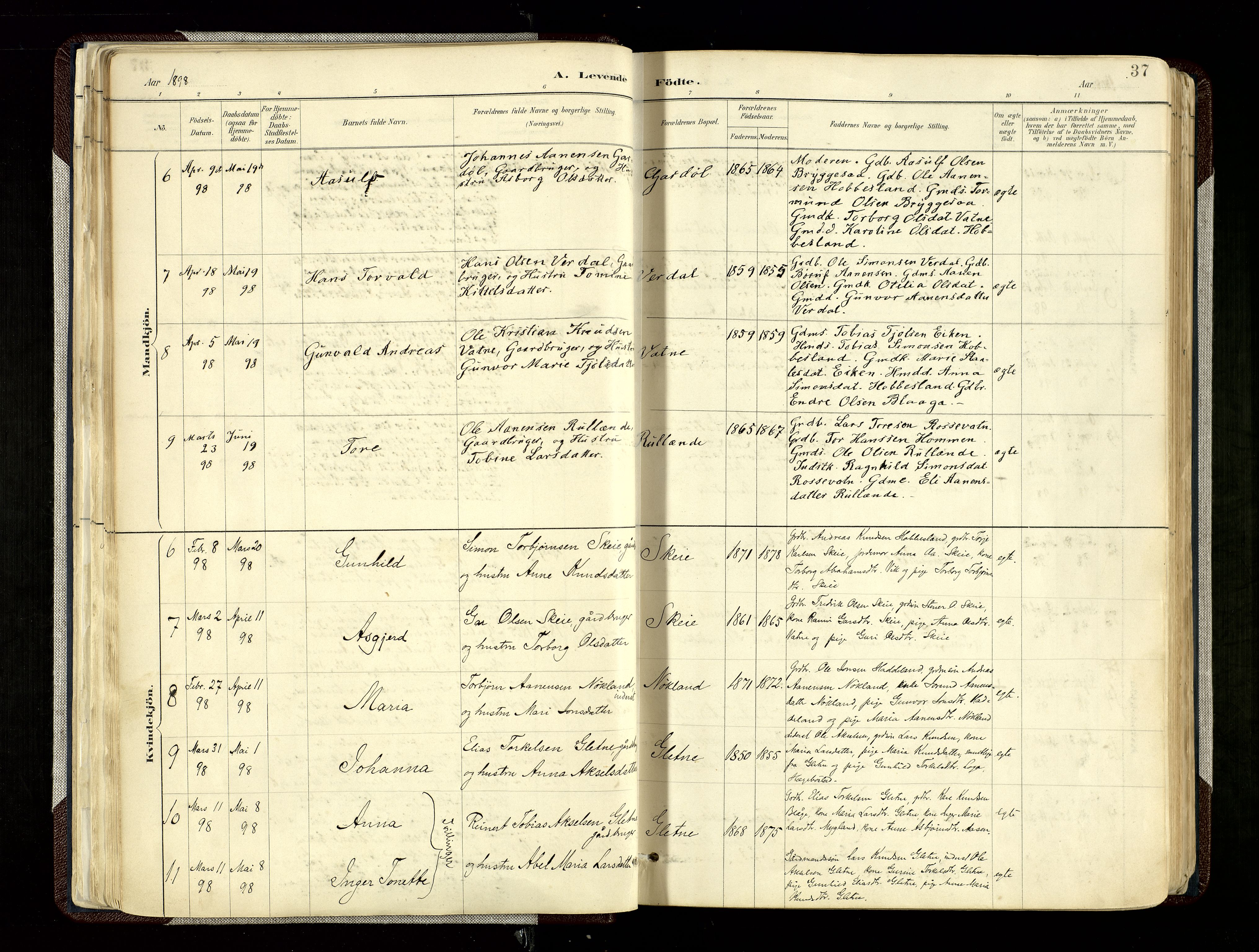 Hægebostad sokneprestkontor, SAK/1111-0024/F/Fa/Fab/L0004: Parish register (official) no. A 4, 1887-1929, p. 37
