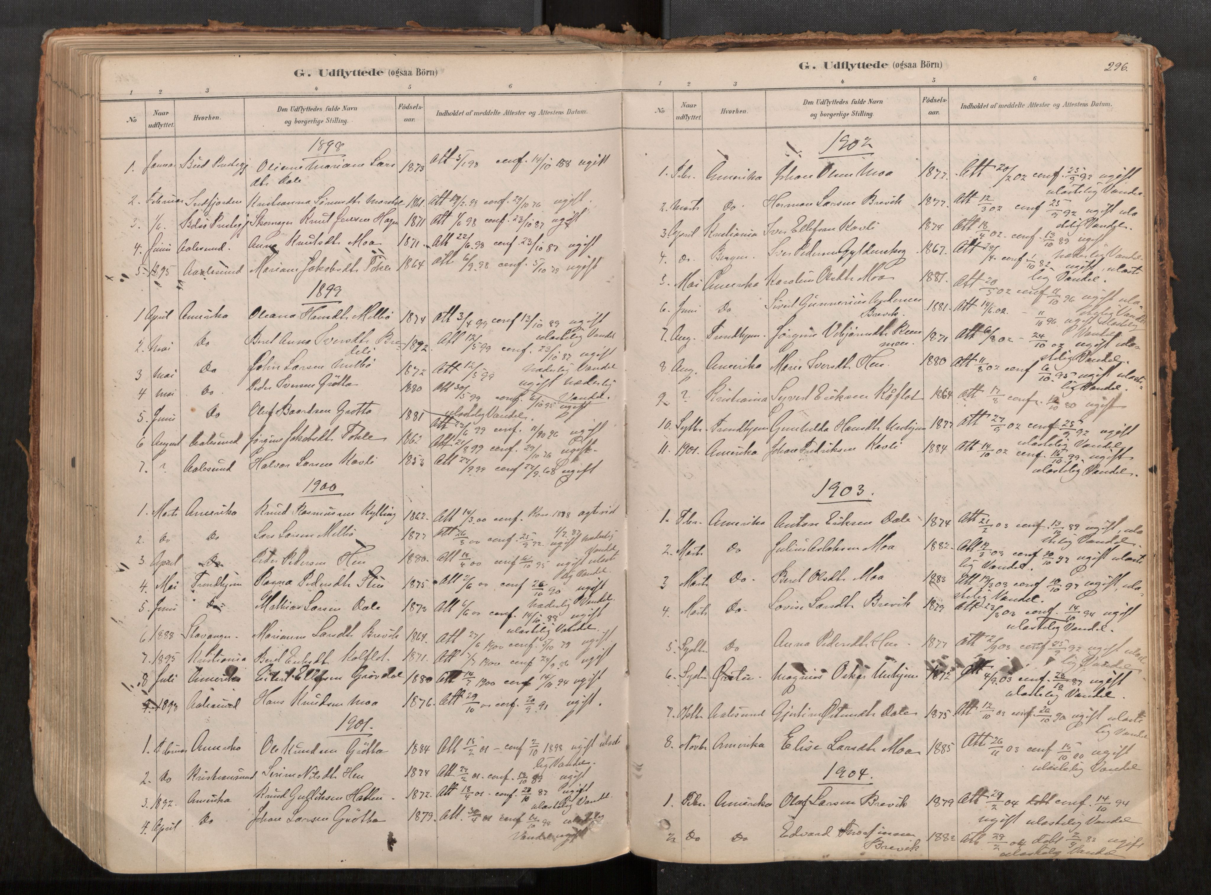 Ministerialprotokoller, klokkerbøker og fødselsregistre - Møre og Romsdal, SAT/A-1454/545/L0594: Parish register (official) no. 545A03, 1878-1920, p. 296