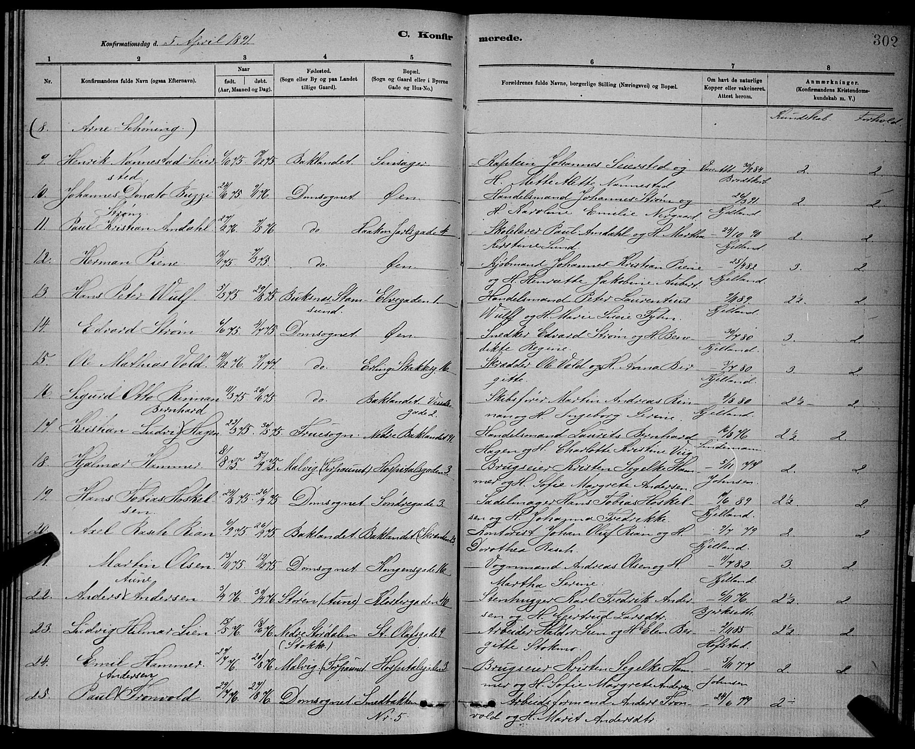 Ministerialprotokoller, klokkerbøker og fødselsregistre - Sør-Trøndelag, SAT/A-1456/601/L0092: Parish register (copy) no. 601C10, 1884-1897, p. 302