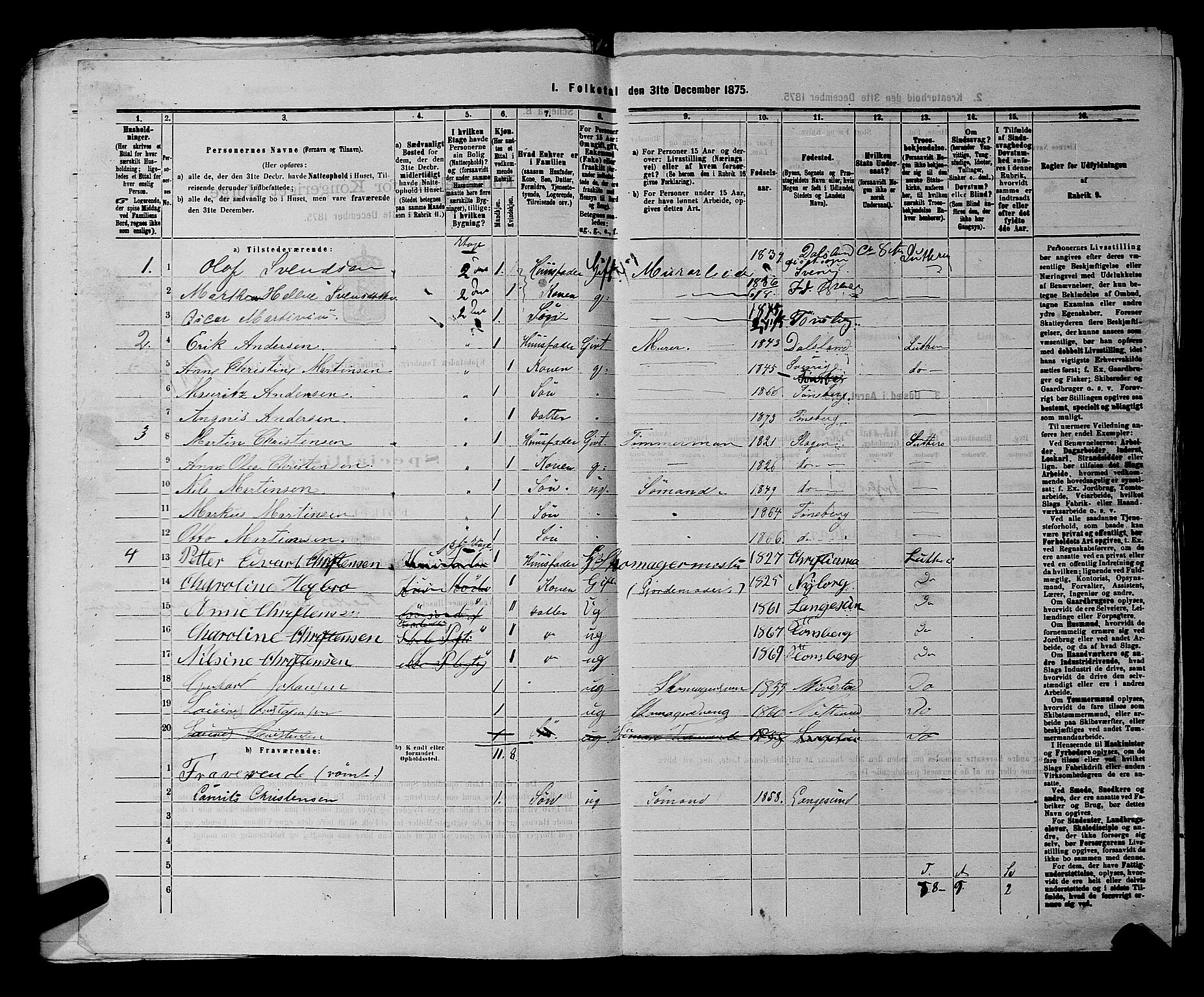 SAKO, 1875 census for 0705P Tønsberg, 1875, p. 730