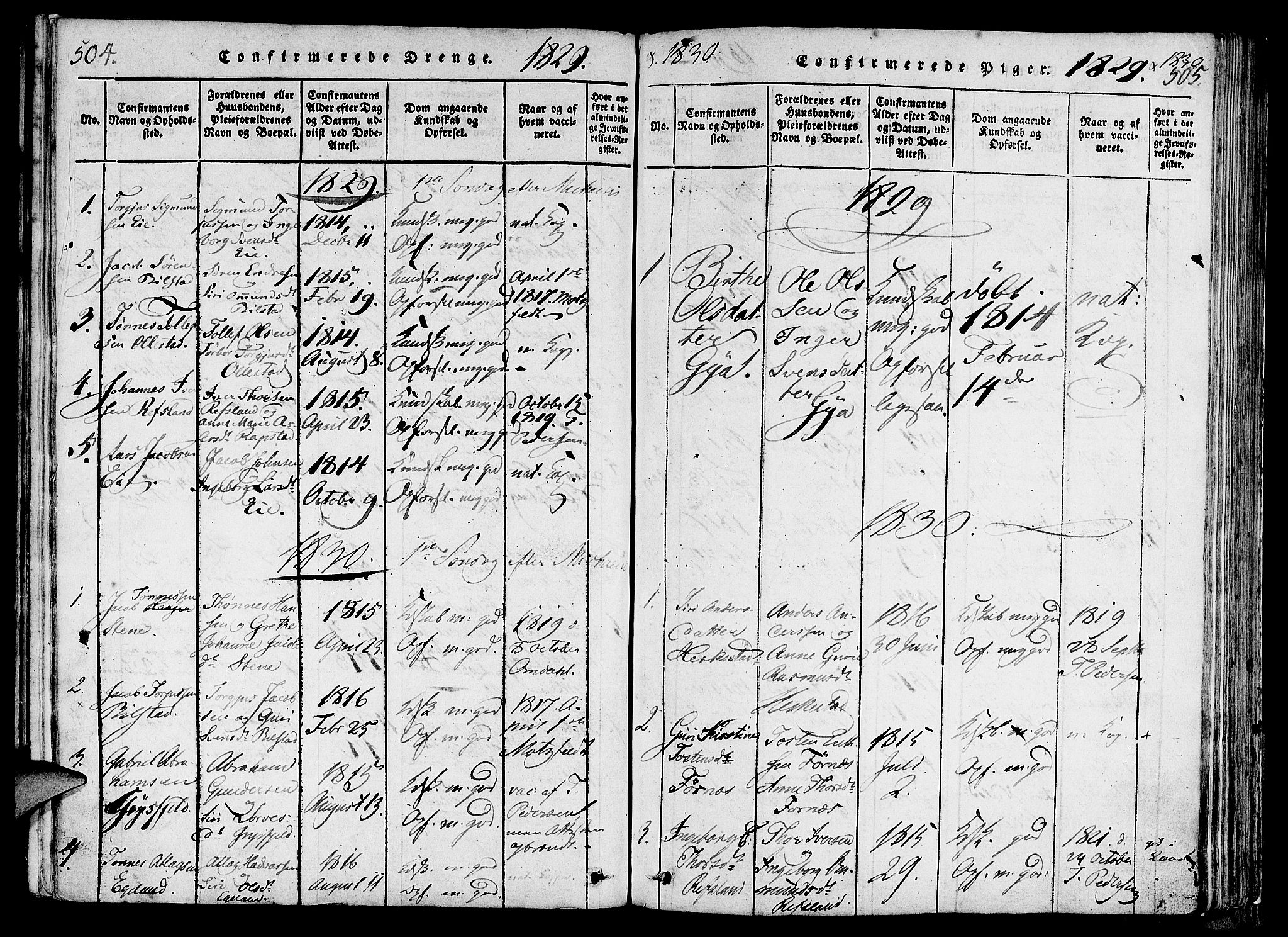 Lund sokneprestkontor, SAST/A-101809/S06/L0006: Parish register (official) no. A 6, 1816-1839, p. 504-505