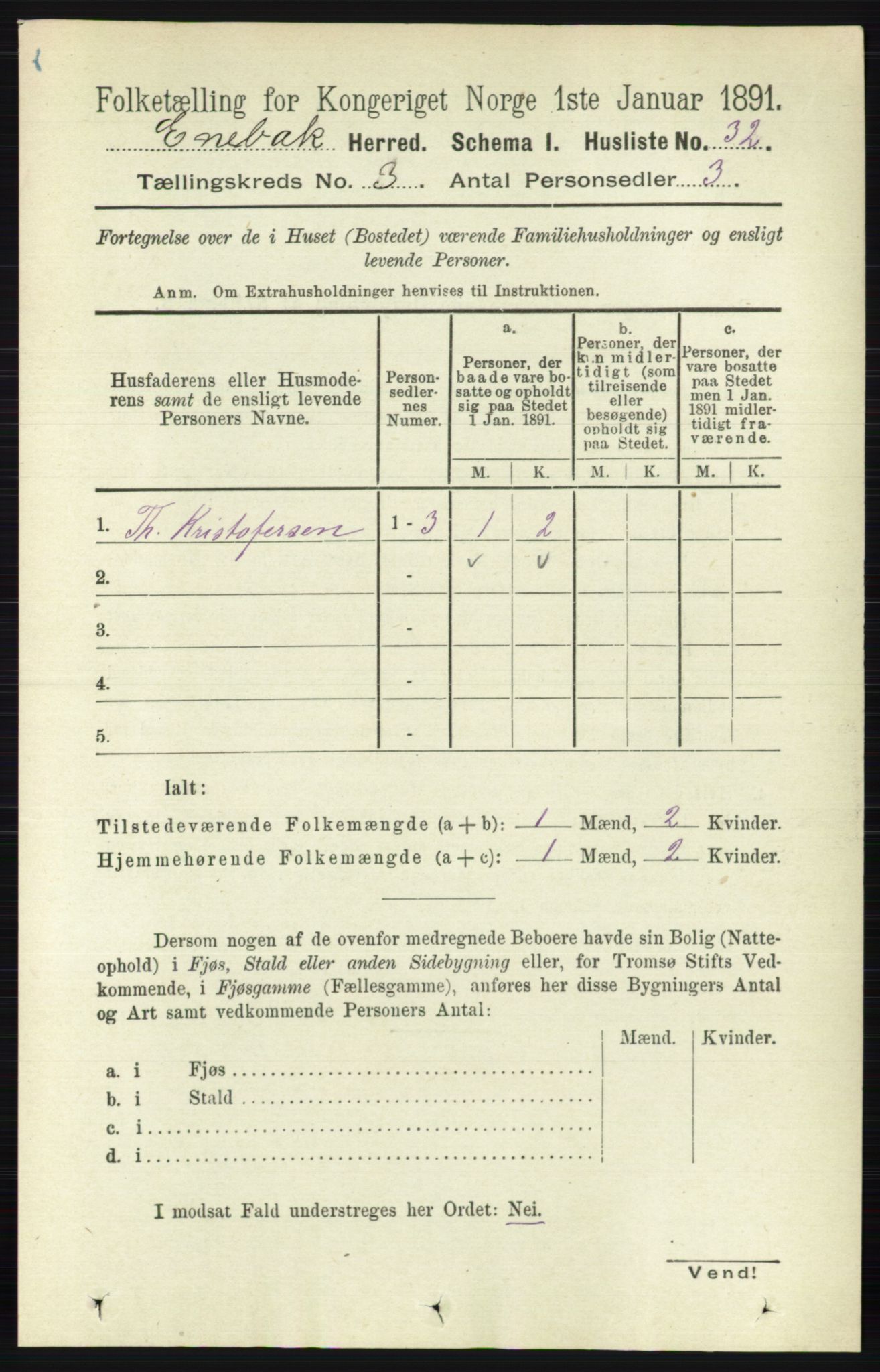 RA, 1891 census for 0229 Enebakk, 1891, p. 1103