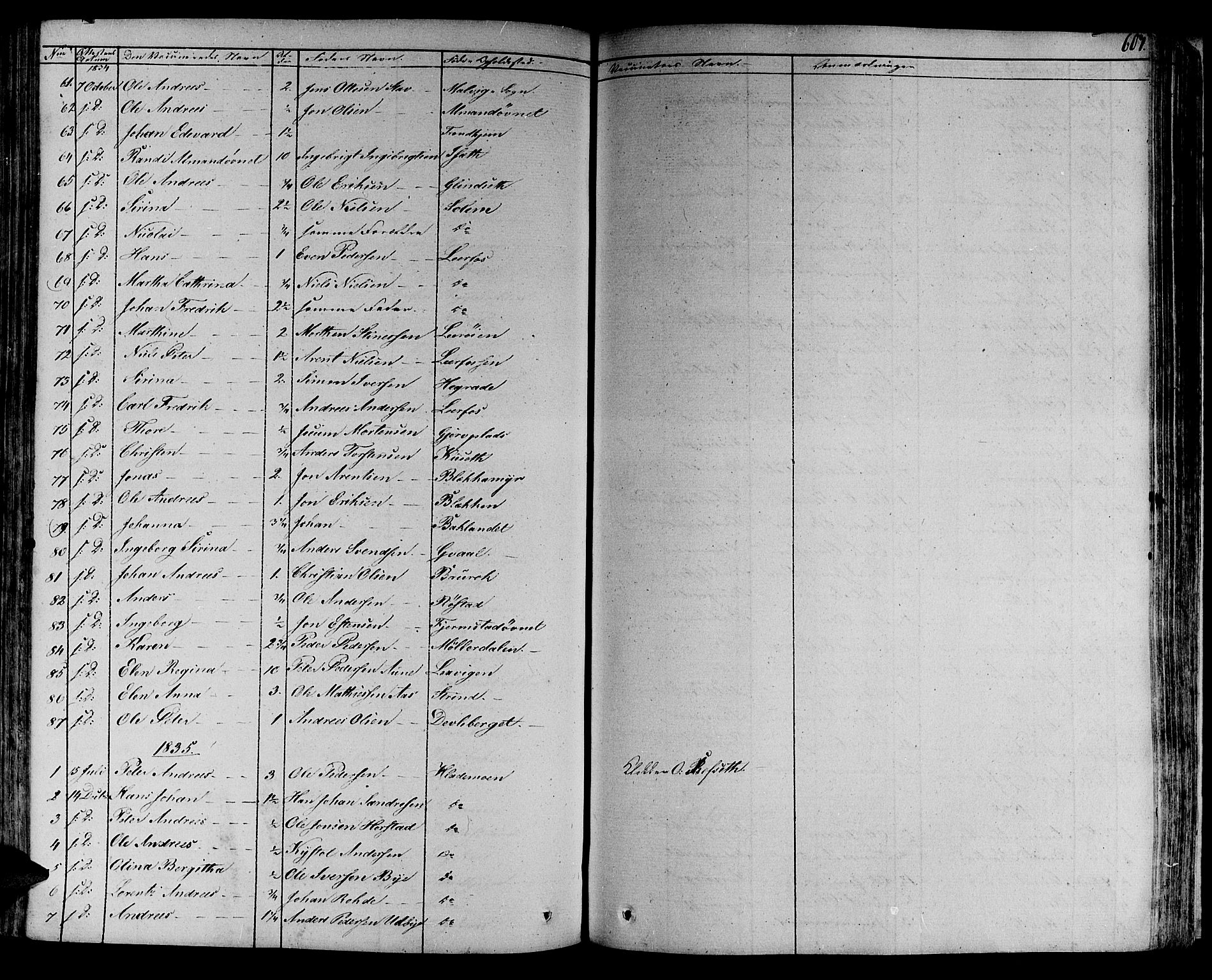 Ministerialprotokoller, klokkerbøker og fødselsregistre - Sør-Trøndelag, SAT/A-1456/606/L0286: Parish register (official) no. 606A04 /1, 1823-1840, p. 607