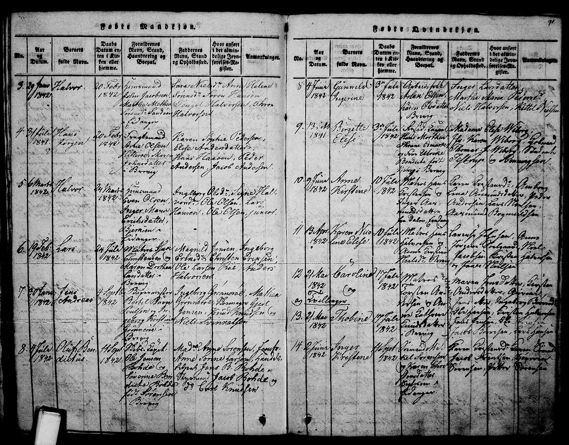 Brevik kirkebøker, SAKO/A-255/F/Fa/L0004: Parish register (official) no. 4, 1814-1846, p. 91