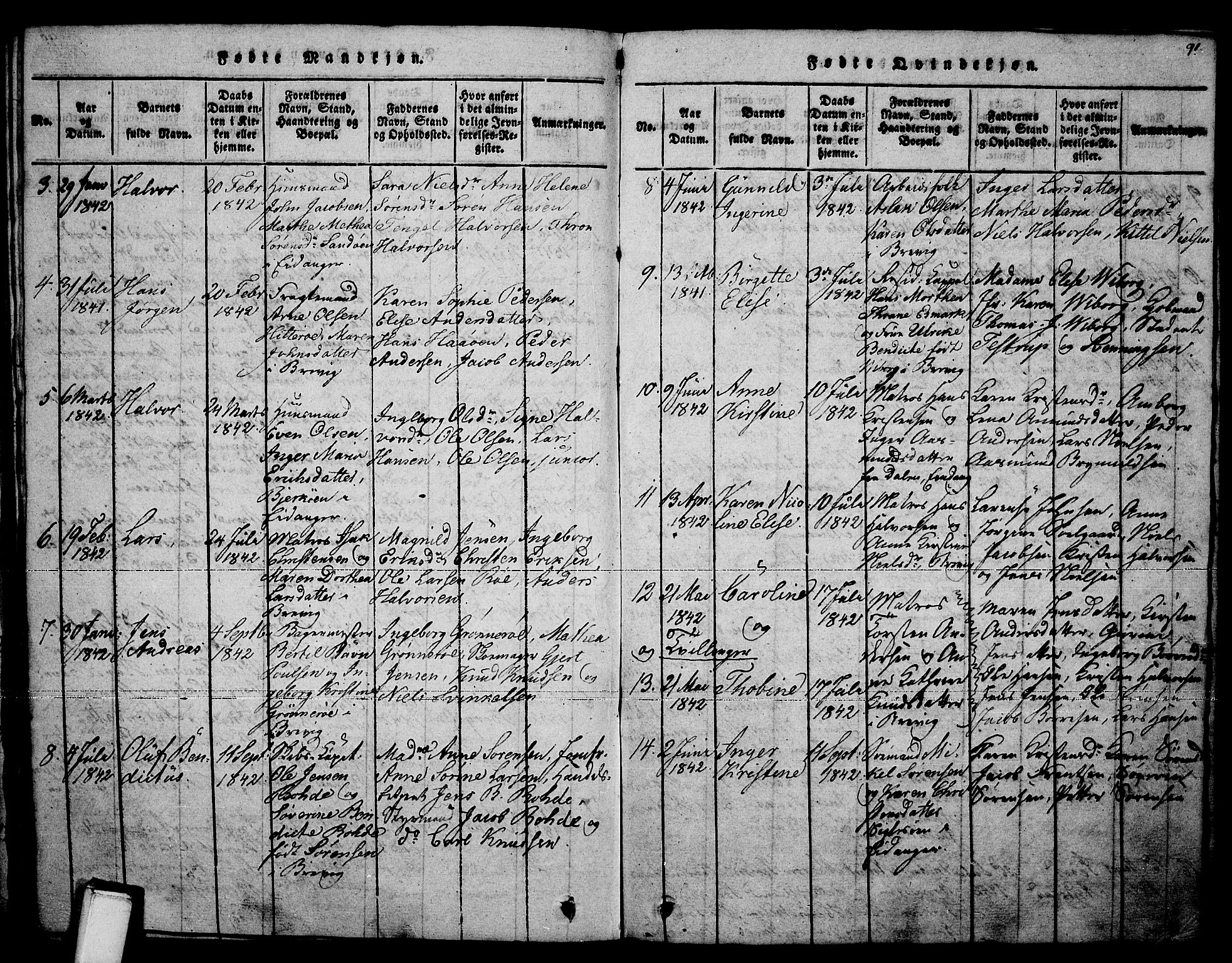 Brevik kirkebøker, AV/SAKO-A-255/F/Fa/L0004: Parish register (official) no. 4, 1814-1846, p. 91