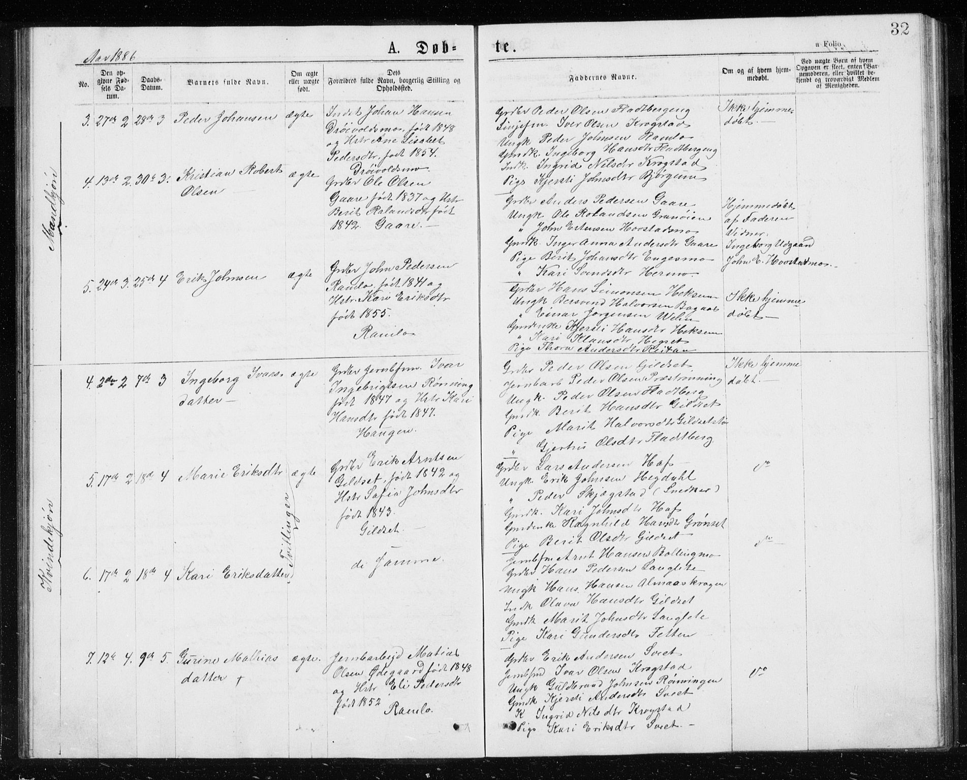 Ministerialprotokoller, klokkerbøker og fødselsregistre - Sør-Trøndelag, SAT/A-1456/685/L0977: Parish register (copy) no. 685C02, 1879-1890, p. 32