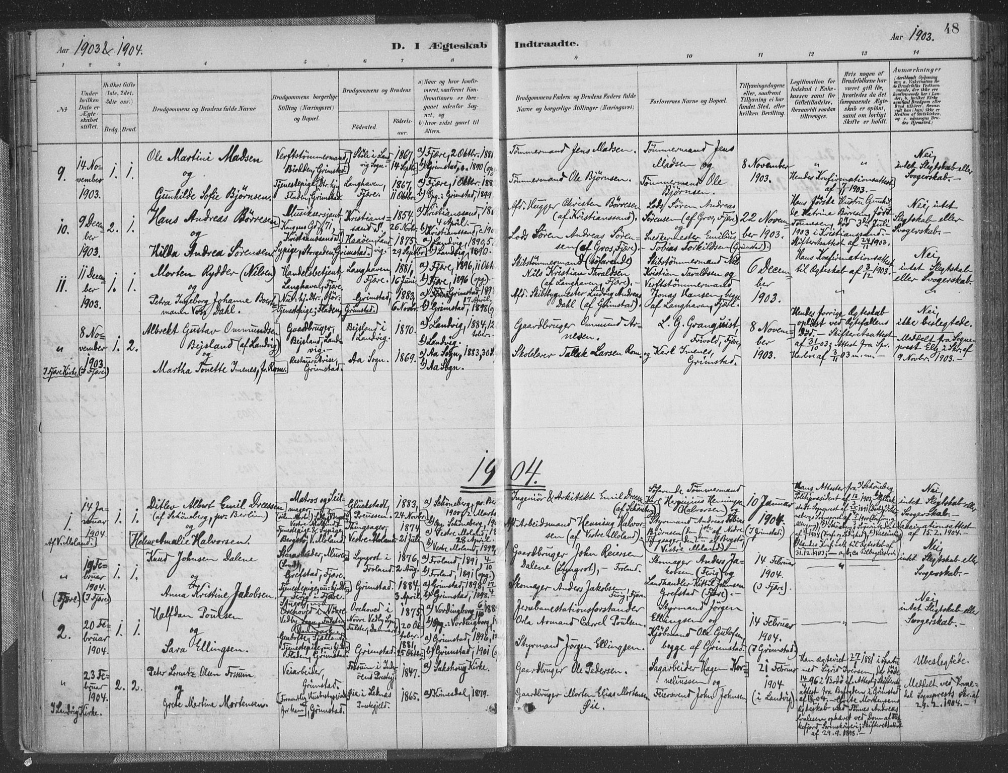 Grimstad sokneprestkontor, SAK/1111-0017/F/Fa/L0004: Parish register (official) no. A 3, 1882-1910, p. 48