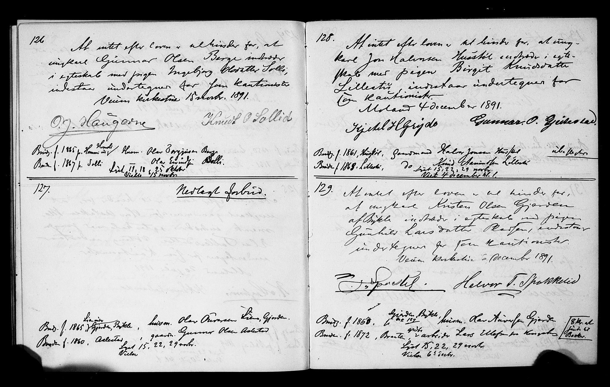 Fyresdal kirkebøker, SAKO/A-263/H/Hb/L0001: Best man's statements no. 1, 1880-1897