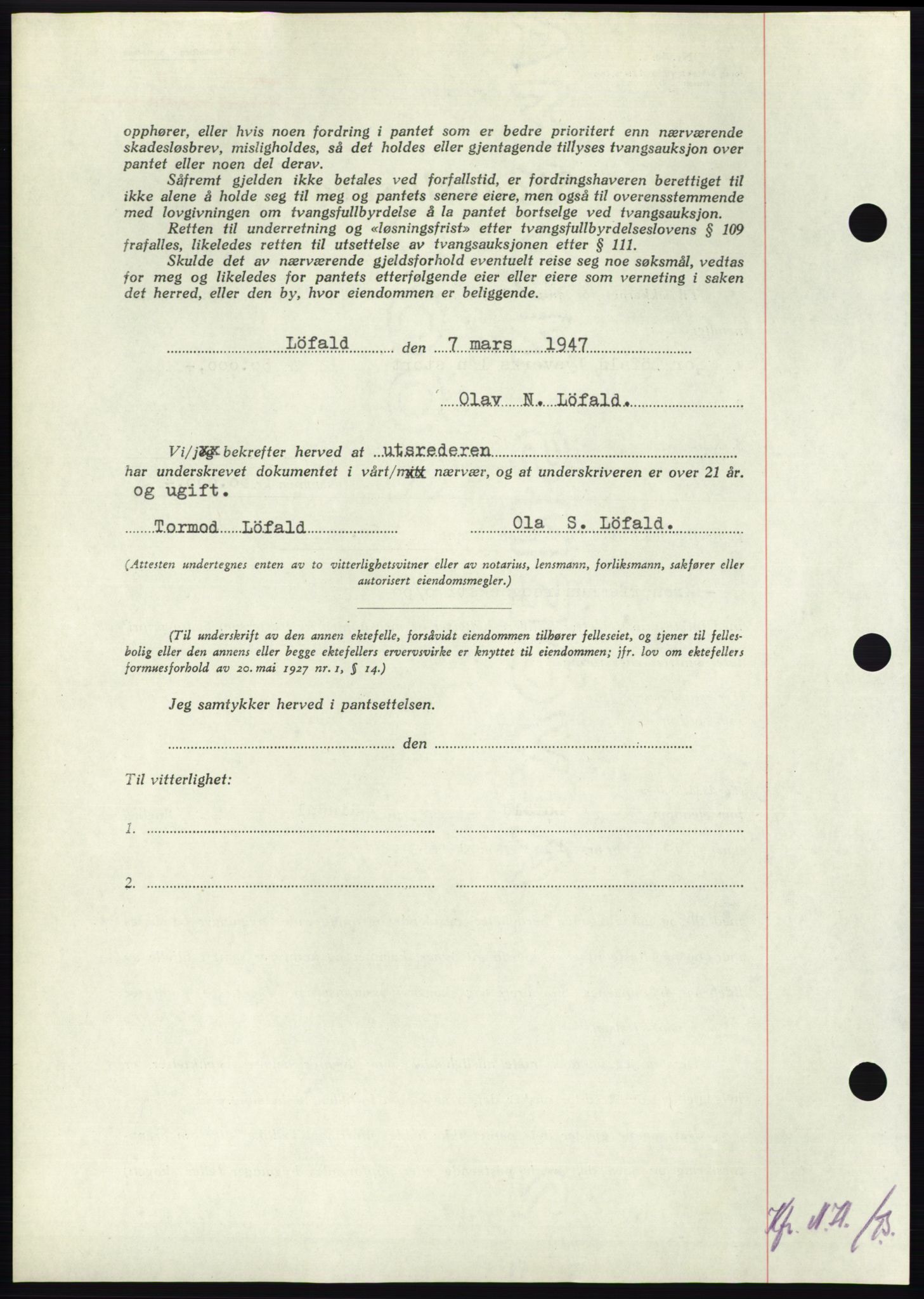 Nordmøre sorenskriveri, AV/SAT-A-4132/1/2/2Ca: Mortgage book no. B96, 1947-1947, Diary no: : 1544/1947