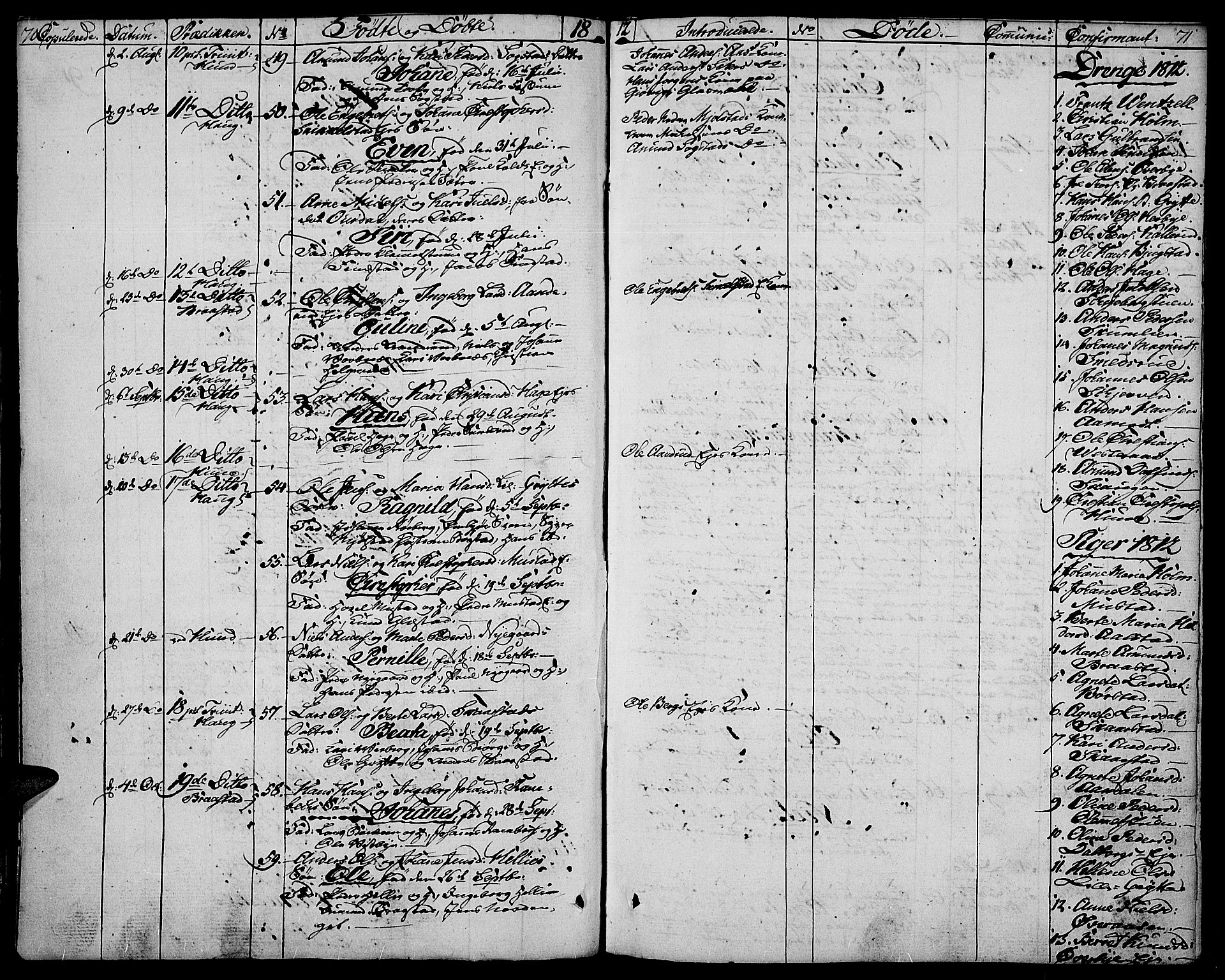 Vardal prestekontor, SAH/PREST-100/H/Ha/Haa/L0003: Parish register (official) no. 3, 1808-1814, p. 70-71