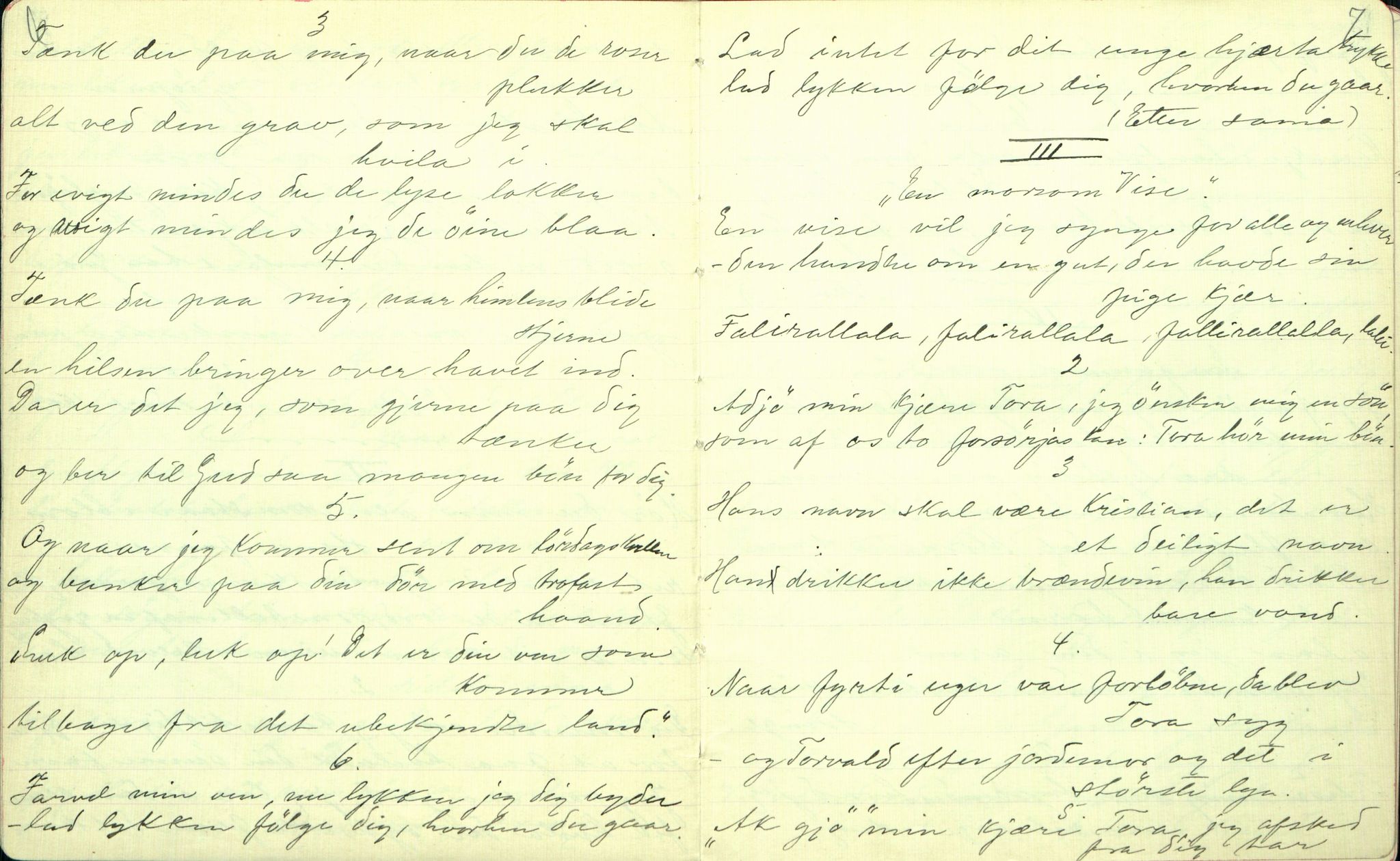 Rikard Berge, TEMU/TGM-A-1003/F/L0001/0022: 001-030 Innholdslister / 18. Plebei-visur (Laagfolkeleg poesi, skilingsdikt), 1902, p. 6-7