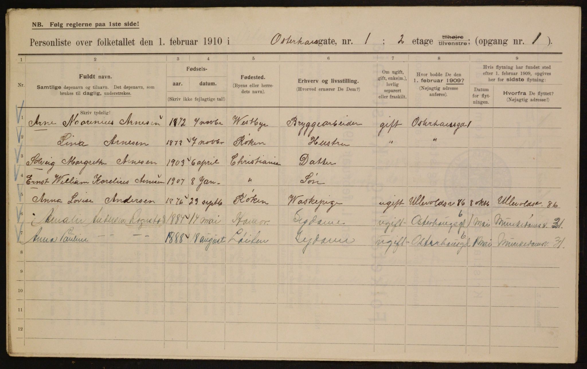 OBA, Municipal Census 1910 for Kristiania, 1910, p. 74449