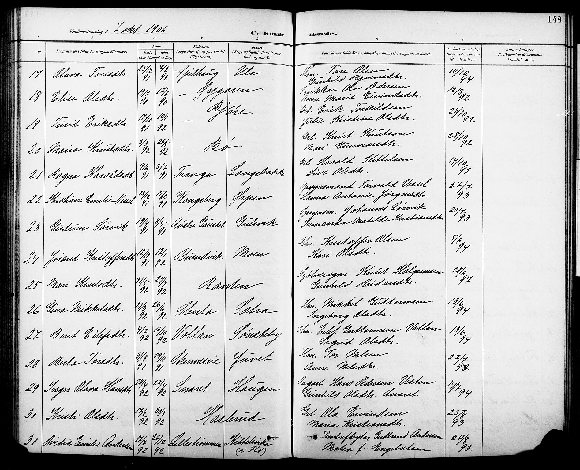 Krødsherad kirkebøker, SAKO/A-19/G/Ga/L0002: Parish register (copy) no. 2, 1894-1918, p. 148