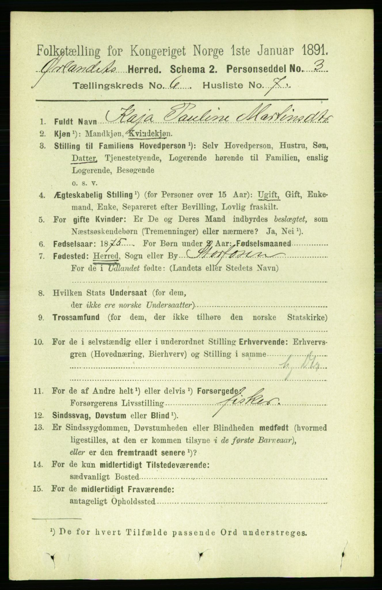 RA, 1891 census for 1621 Ørland, 1891, p. 1891