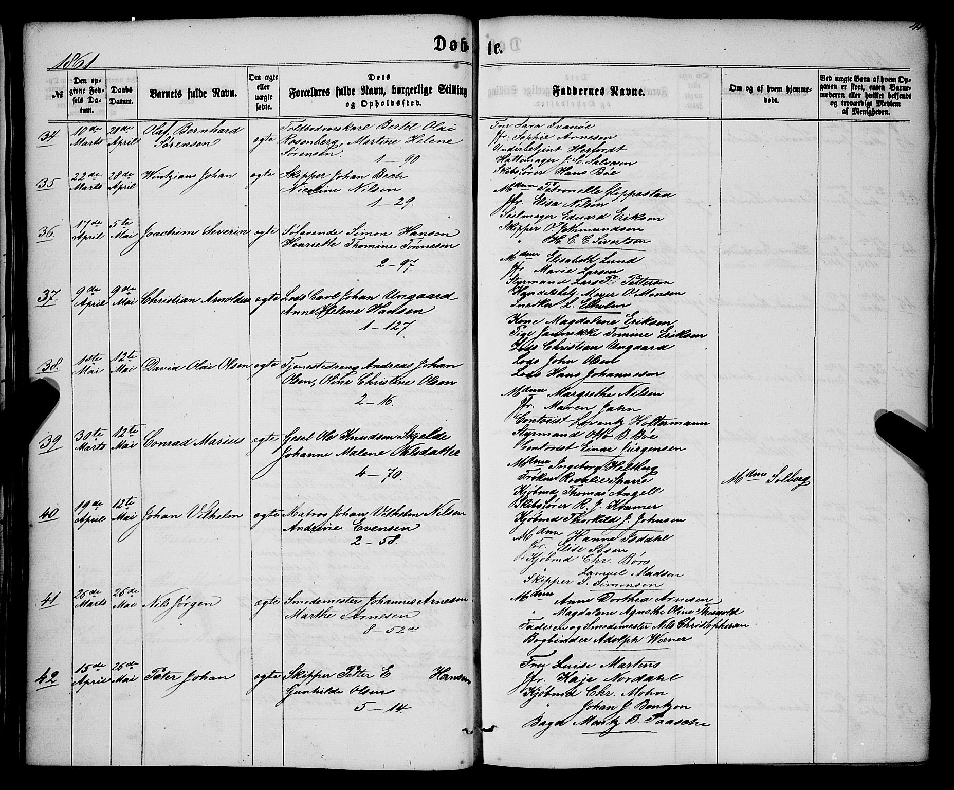 Nykirken Sokneprestembete, AV/SAB-A-77101/H/Haa/L0015: Parish register (official) no. B 2, 1858-1869, p. 41