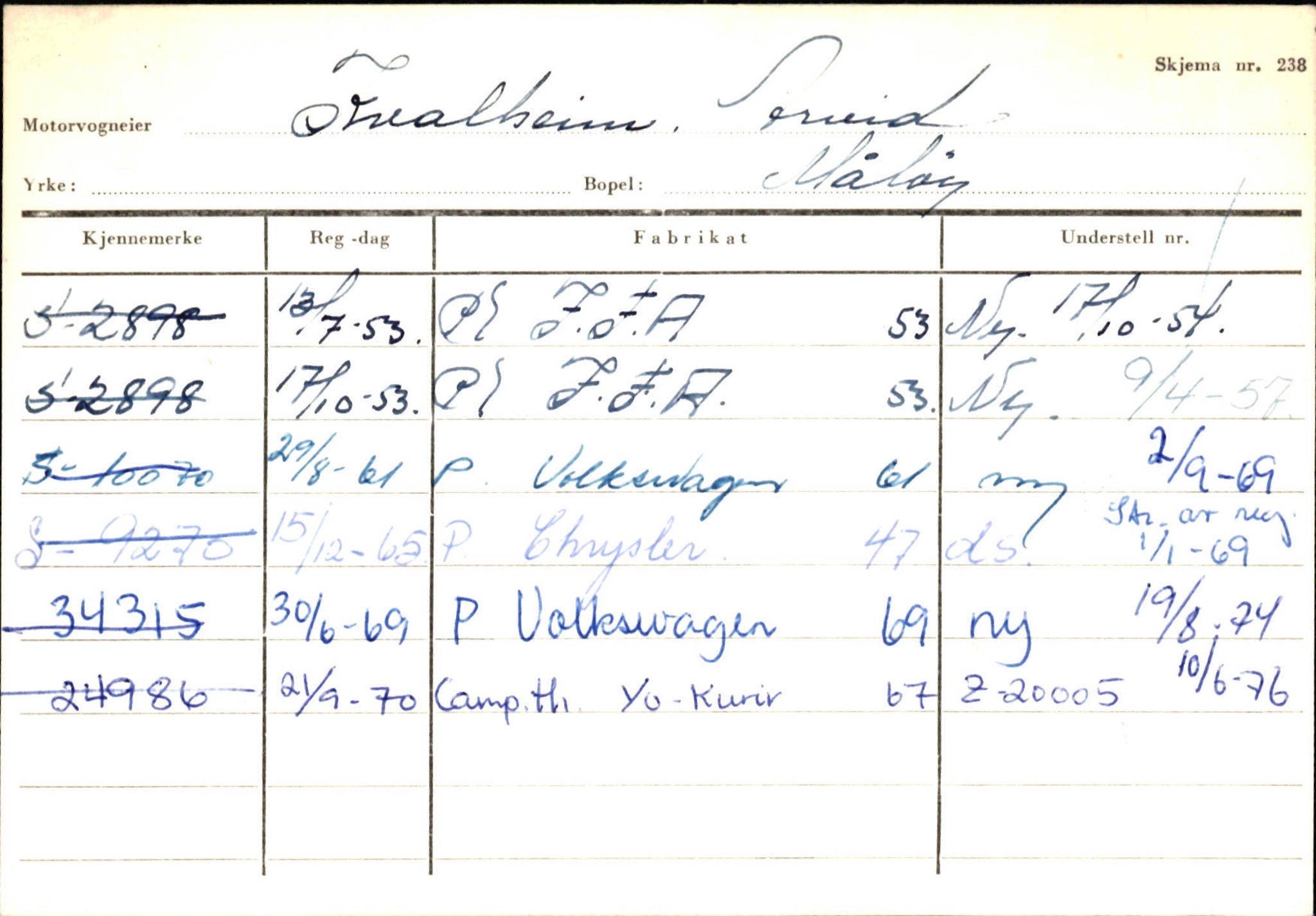 Statens vegvesen, Sogn og Fjordane vegkontor, SAB/A-5301/4/F/L0144: Registerkort Vågsøy A-R, 1945-1975, p. 1429