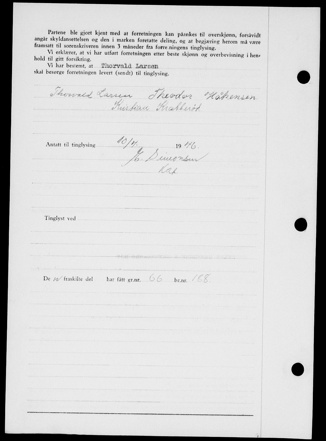 Onsøy sorenskriveri, SAO/A-10474/G/Ga/Gab/L0015: Mortgage book no. II A-15, 1945-1946, Diary no: : 703/1946