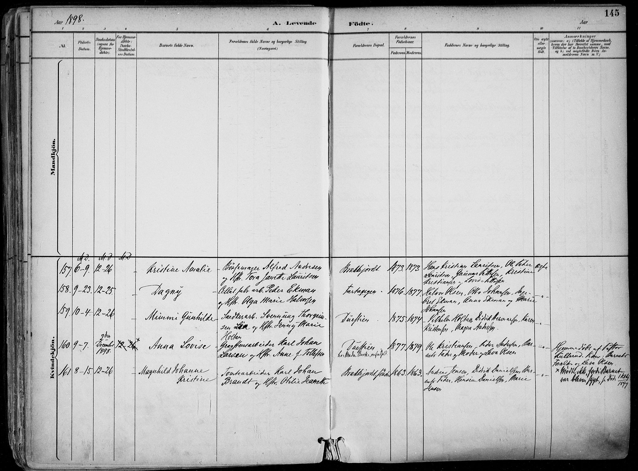 Skien kirkebøker, SAKO/A-302/F/Fa/L0010: Parish register (official) no. 10, 1891-1899, p. 145