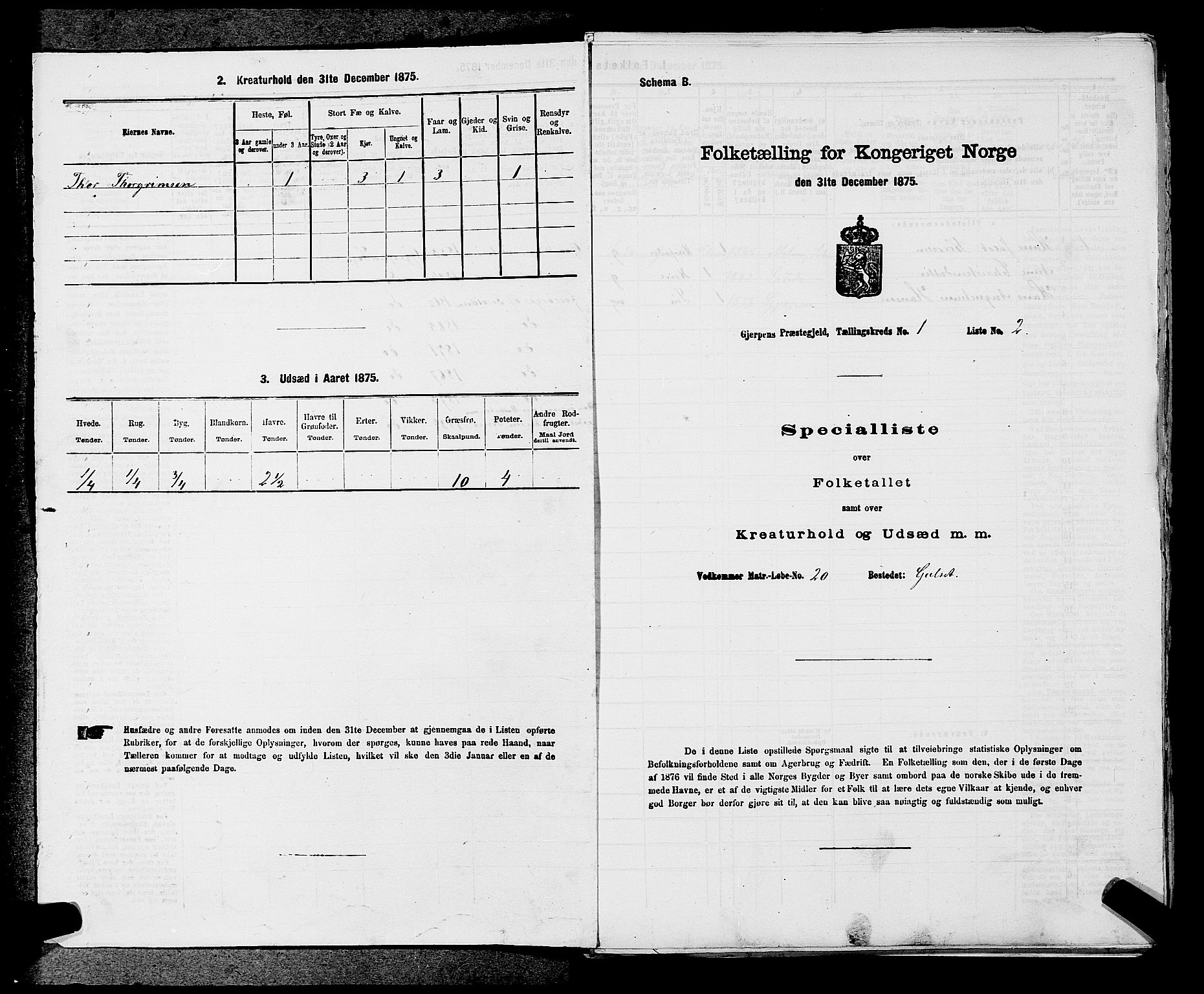 SAKO, 1875 census for 0812P Gjerpen, 1875, p. 58