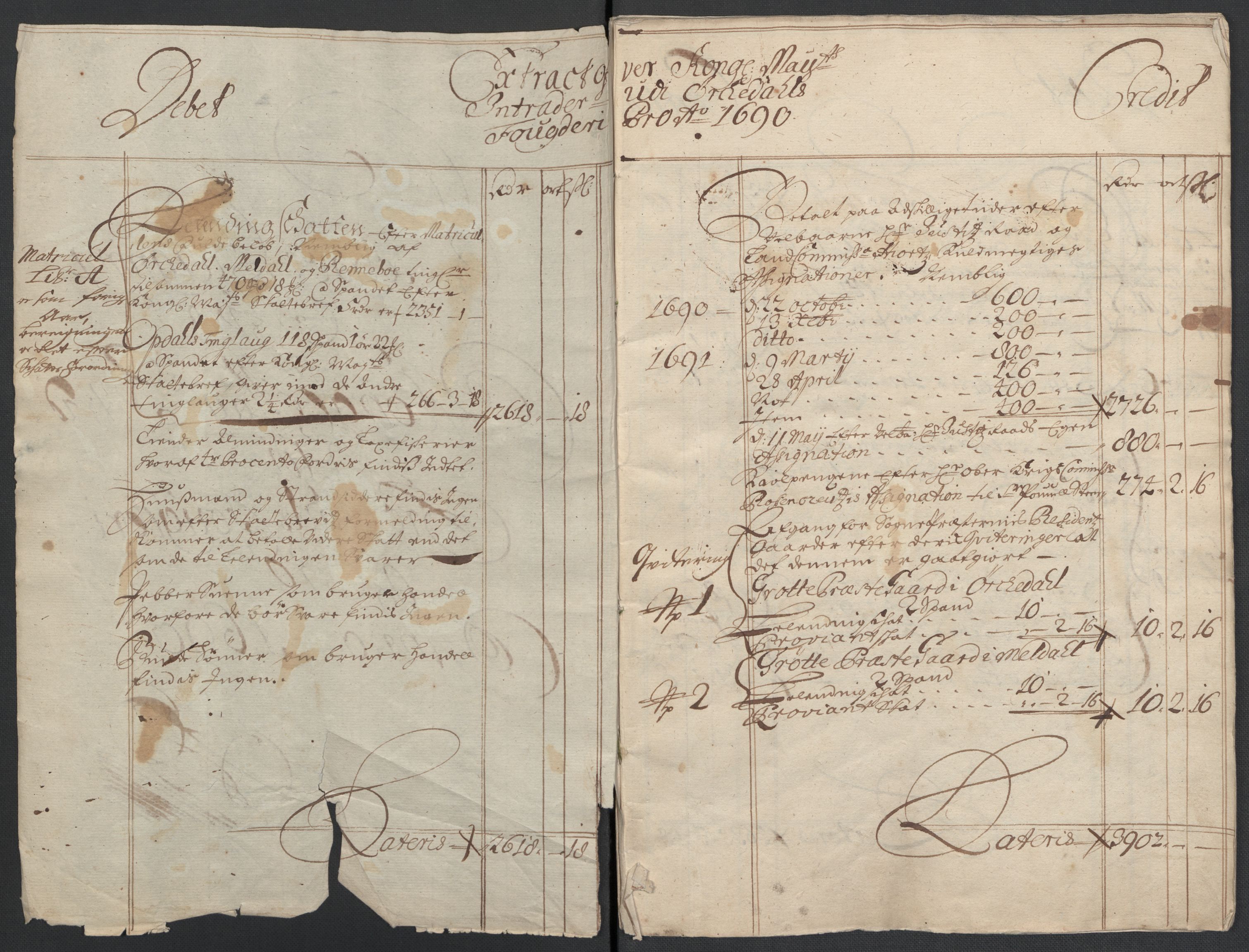 Rentekammeret inntil 1814, Reviderte regnskaper, Fogderegnskap, RA/EA-4092/R58/L3936: Fogderegnskap Orkdal, 1689-1690, p. 252